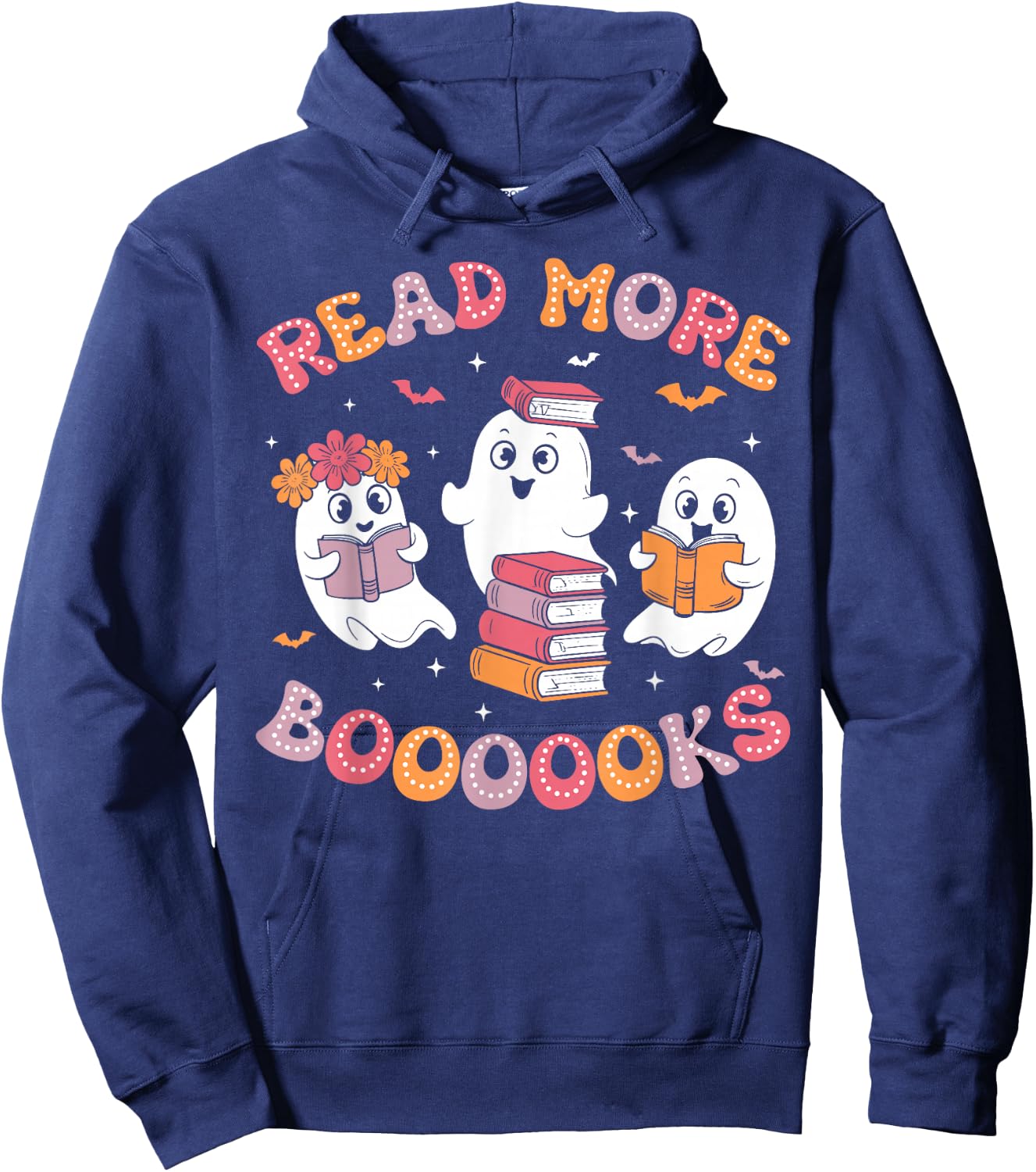 Cute Ghost Book Read More Books Funny Teachers Halloween Hoodie - Hoodie | Navy