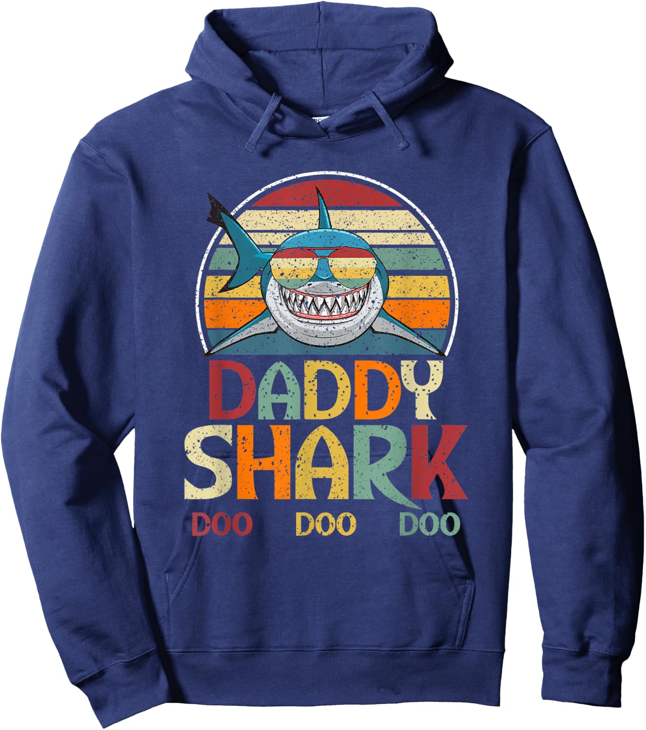 Retro Vintage Daddy Shark Gift Hoodie - Hoodie | Navy