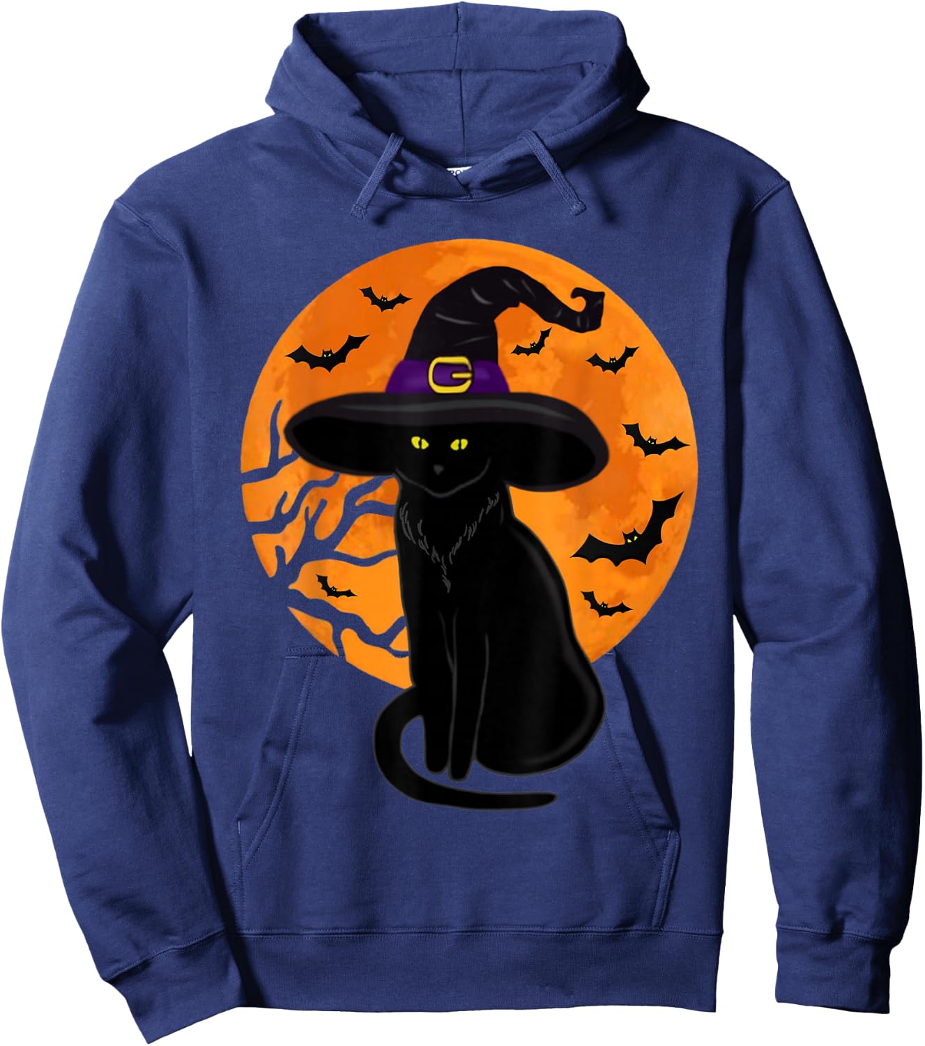 Retro Black Cat Halloween Pumpkin Costume Women Kids Girls Hoodie - Hoodie | Navy