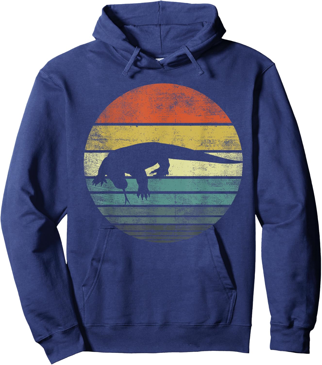 Komodo Dragon Lover Gift Retro Vintage Zoo Animal Silhouette Hoodie - Hoodie | Navy