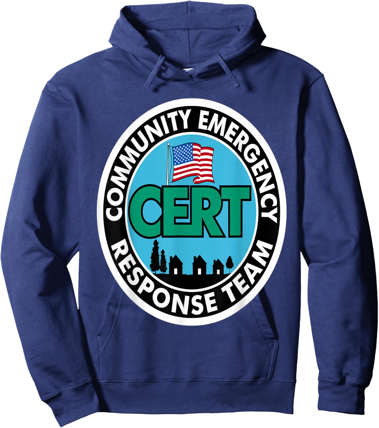 CERT Community Emergency Response Team White Front Print Hoodie - Hoodie | Navy