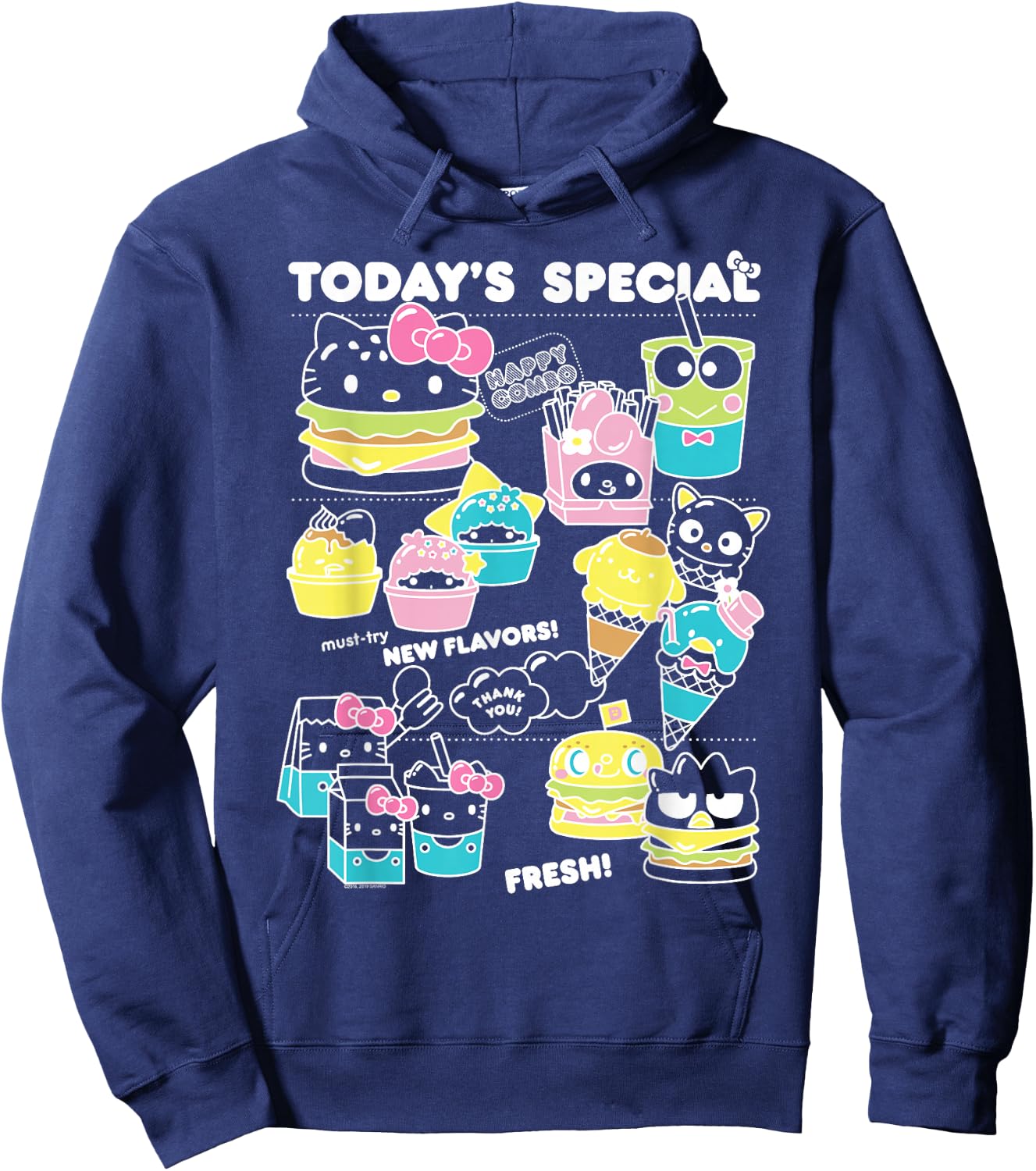 Hello Sanrio Kawaii Burger Shop Foodie Menu Shirt Hoodie - Hoodie | Navy