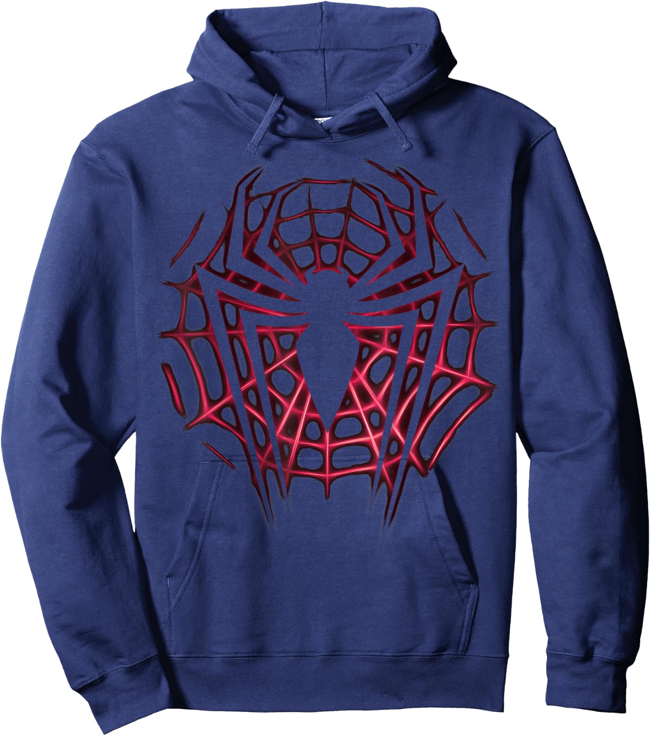 Marvel Spider-Man Silhouetted Long-Legged Logo Web Glow Hoodie - Hoodie | Navy