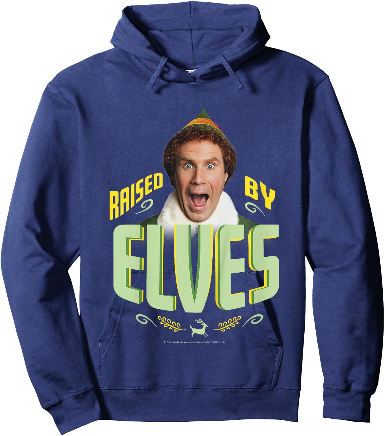 Kids Elf Buddy Raised By Elves Screaming Portrait Hoodie - Hoodie | Navy