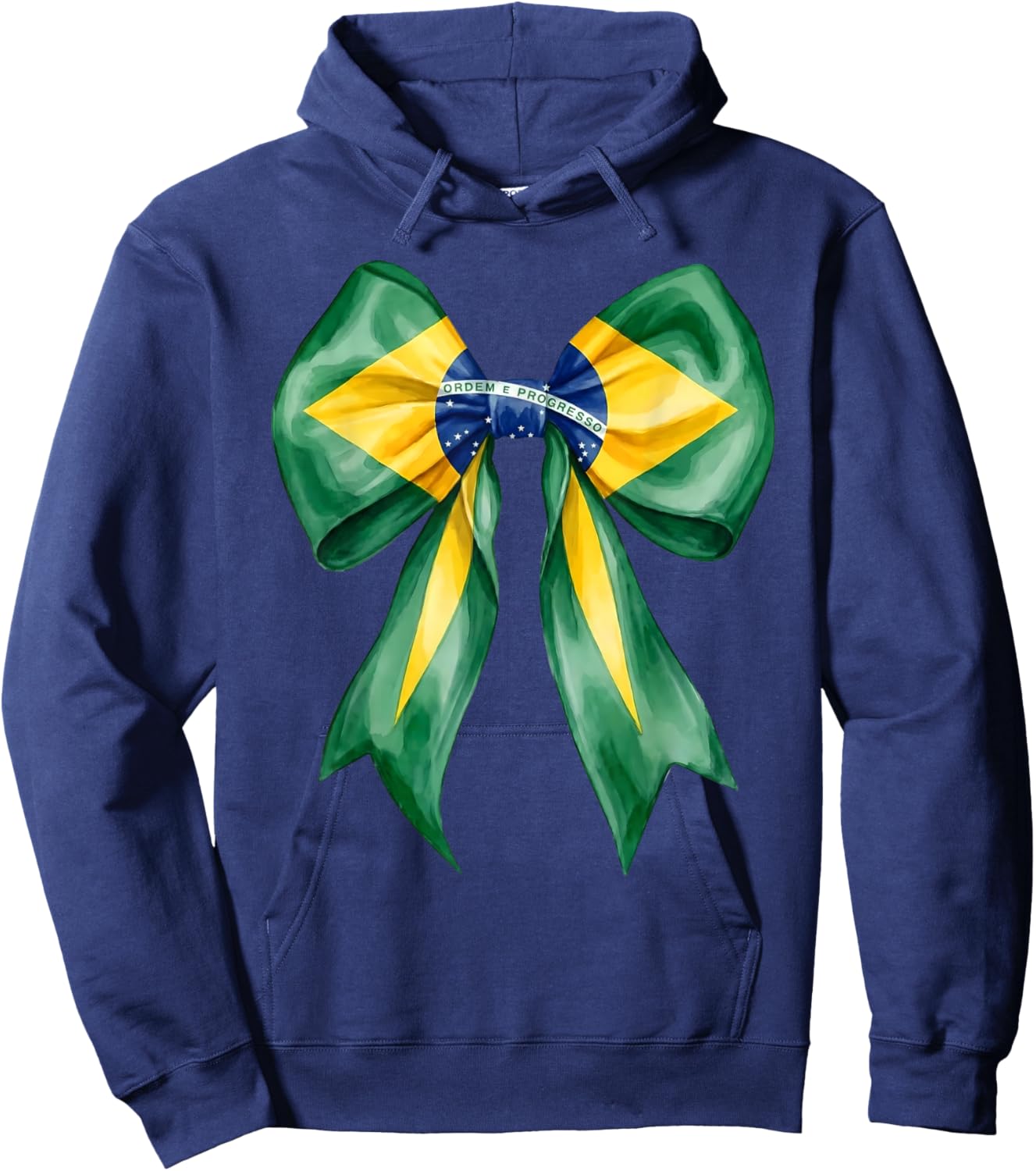 Brazilian Girl Coquette Bow Brasil Brazil Flag Brasileira Hoodie - Hoodie | Navy