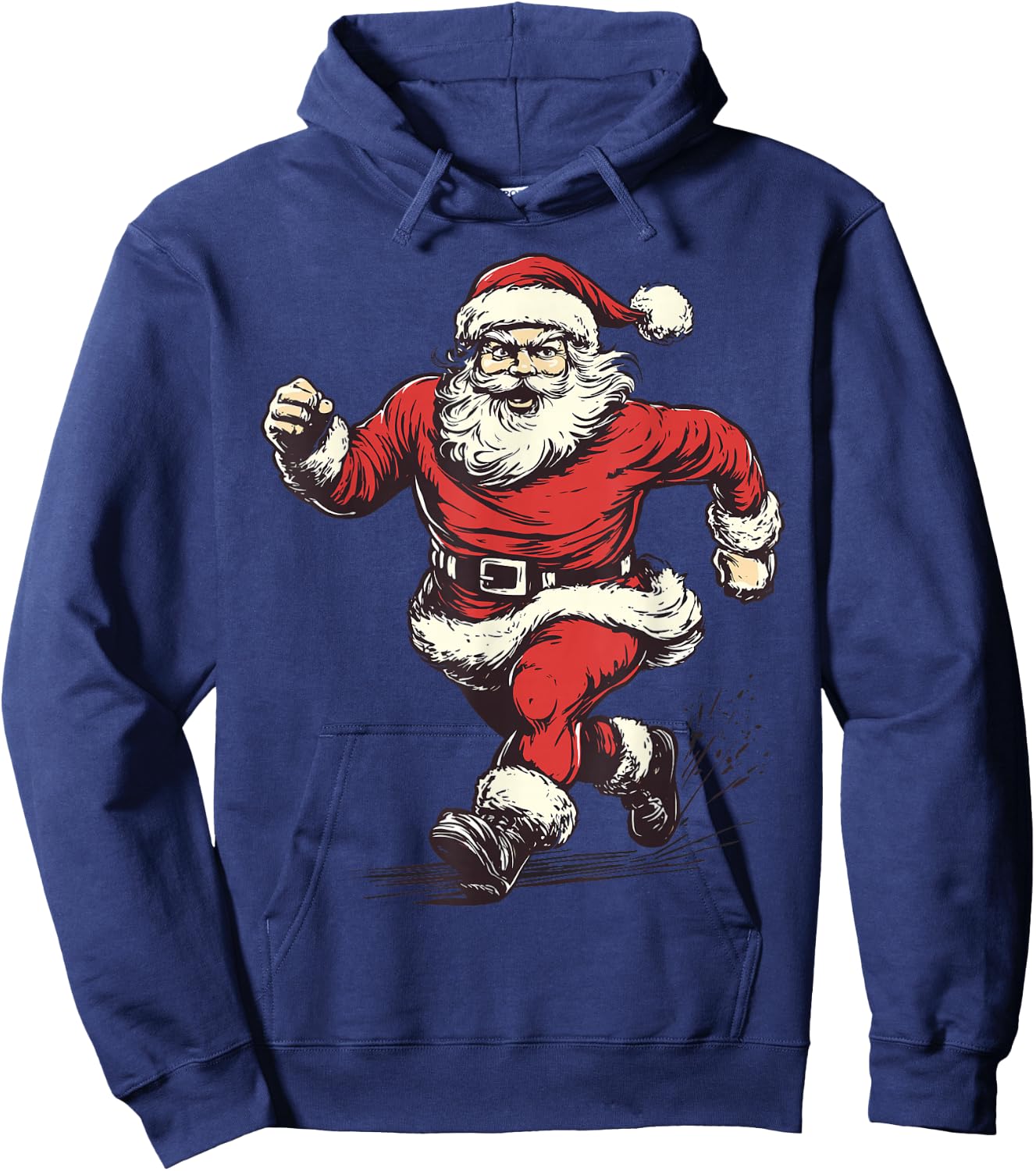 Santa Running Funny Cross Country Runner Christmas Pajama Hoodie - Hoodie | Navy