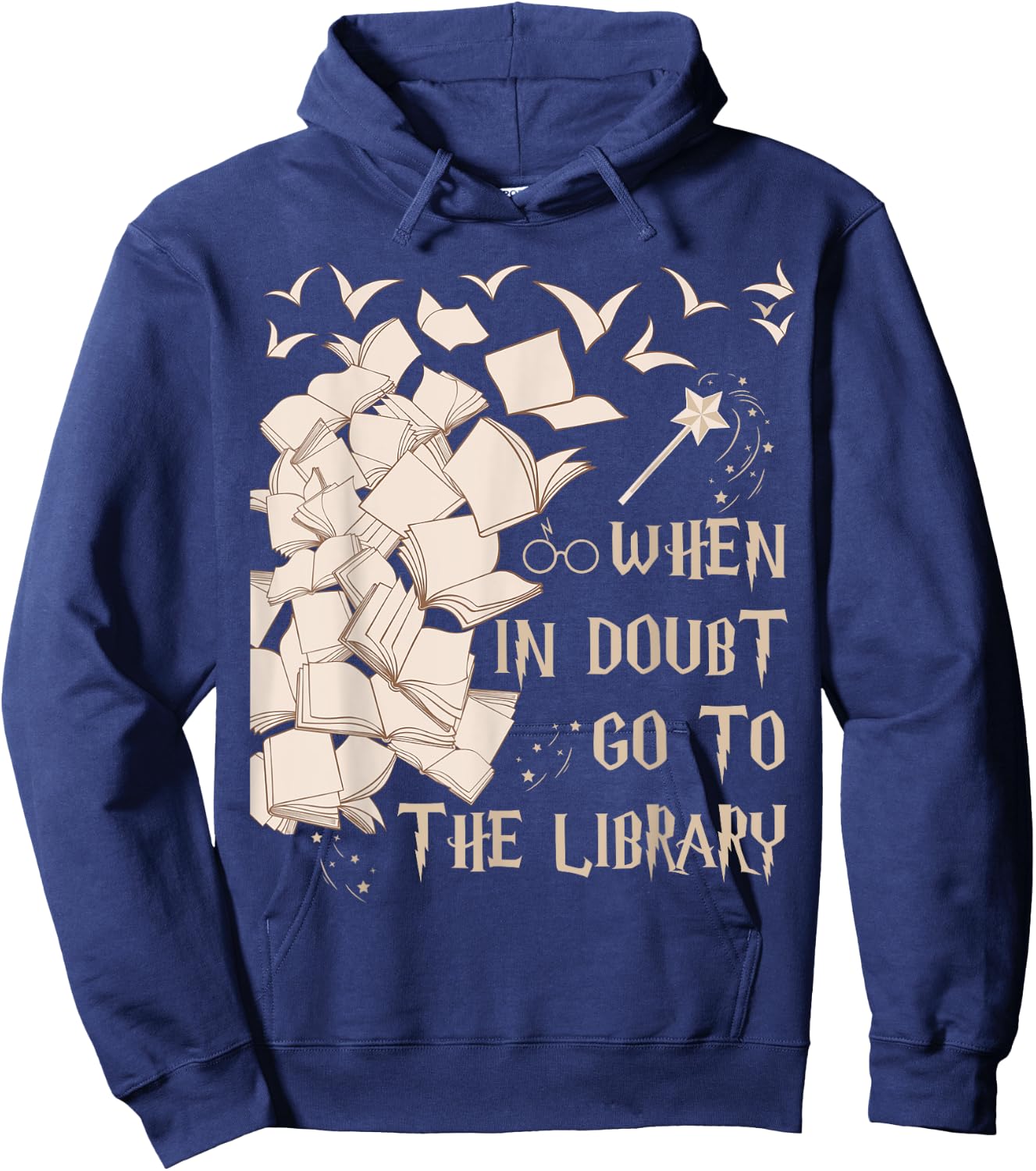 When in Doubt Go to The Library Readers Gift Hoodie - Hoodie | Navy