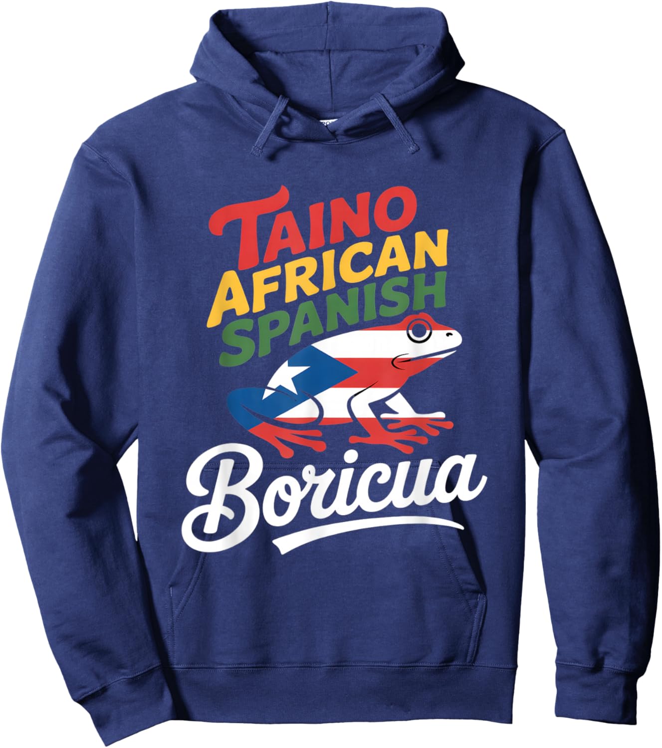 Funny Boricua Taino African Spanish Heritage Frog Hoodie - Hoodie | Navy