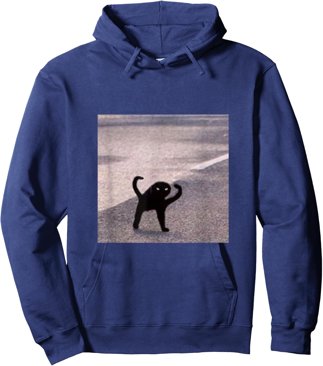 Cursed Cat Black Meme Funny Internet Viral Joke Pun Gift Hoodie - Hoodie | Navy