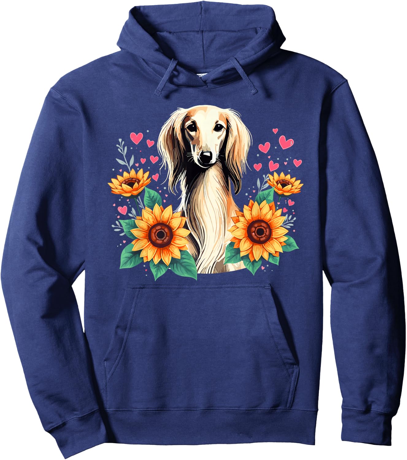 Sunflowers Saluki Dog Persian Greyhound Hoodie - Hoodie | Navy