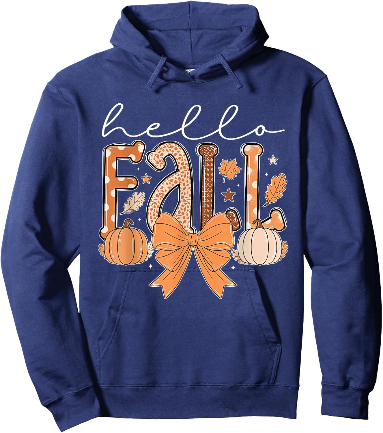 Hello Fall Autumn Vibes Thanksgiving Holiday Men Women Kids Hoodie - Hoodie | Navy