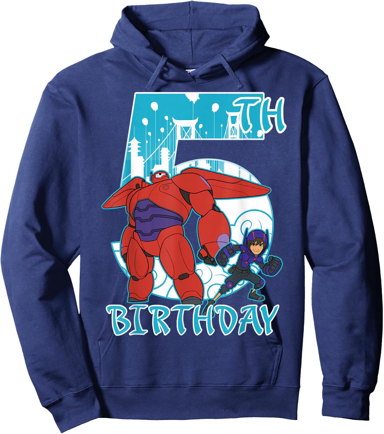 Disney Big Hero 6 Baymax Hiro 5th Birthday Graphic Hoodie - Hoodie | Navy