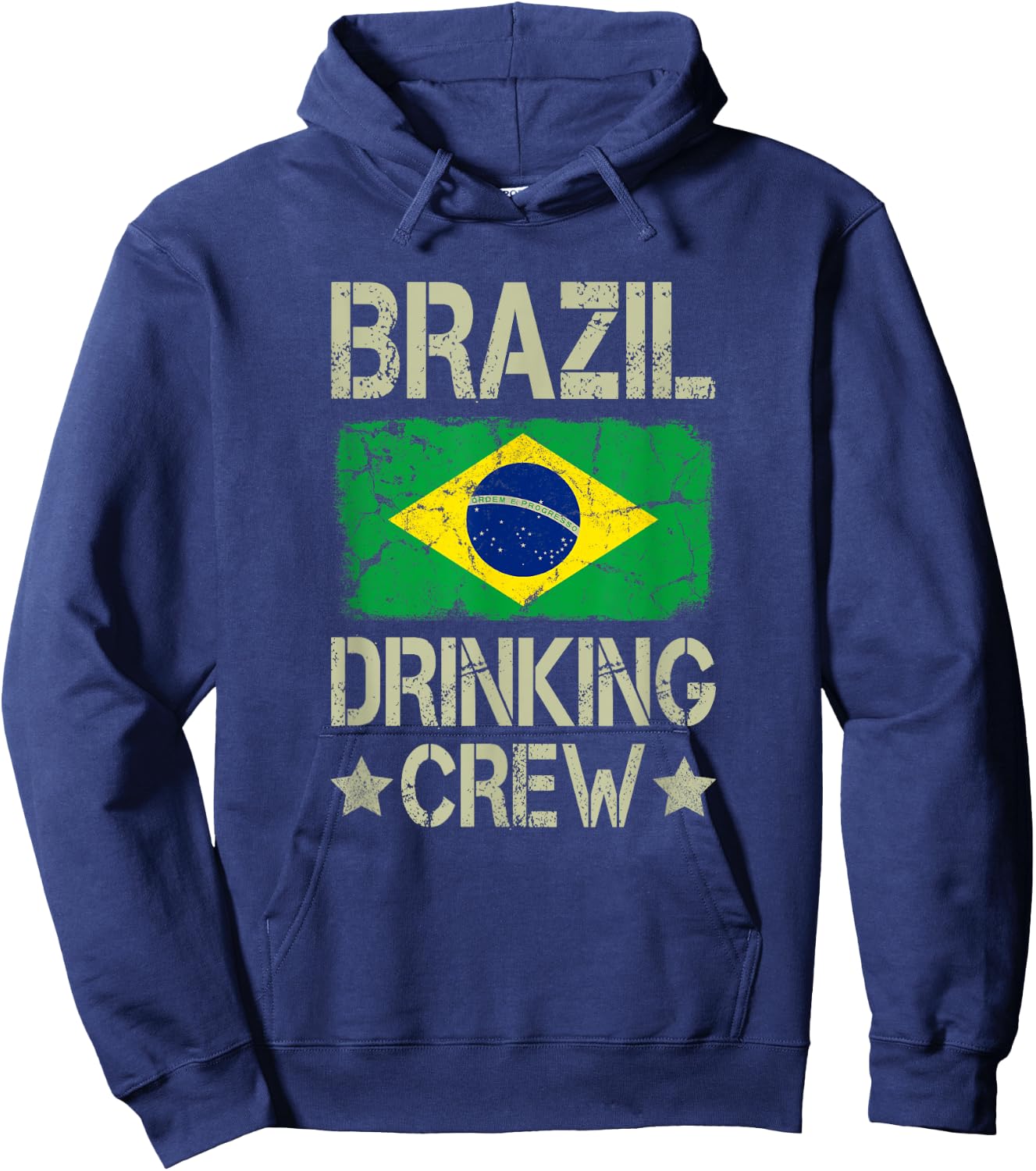 Brazil Drinking Crew Brazilian Flag Funny Matching Drinking Hoodie - Hoodie | Navy
