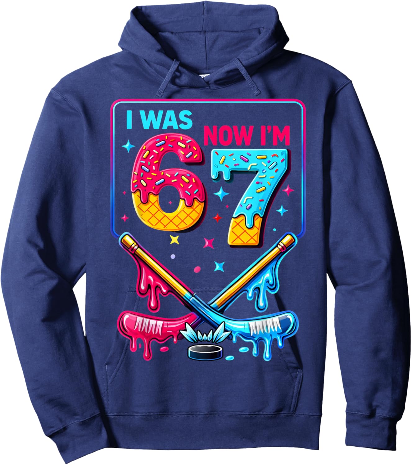 Ice Hockey I was 6 Now I'm 7 Birthday Boys Gifts for Kids Hoodie - Hoodie | Navy