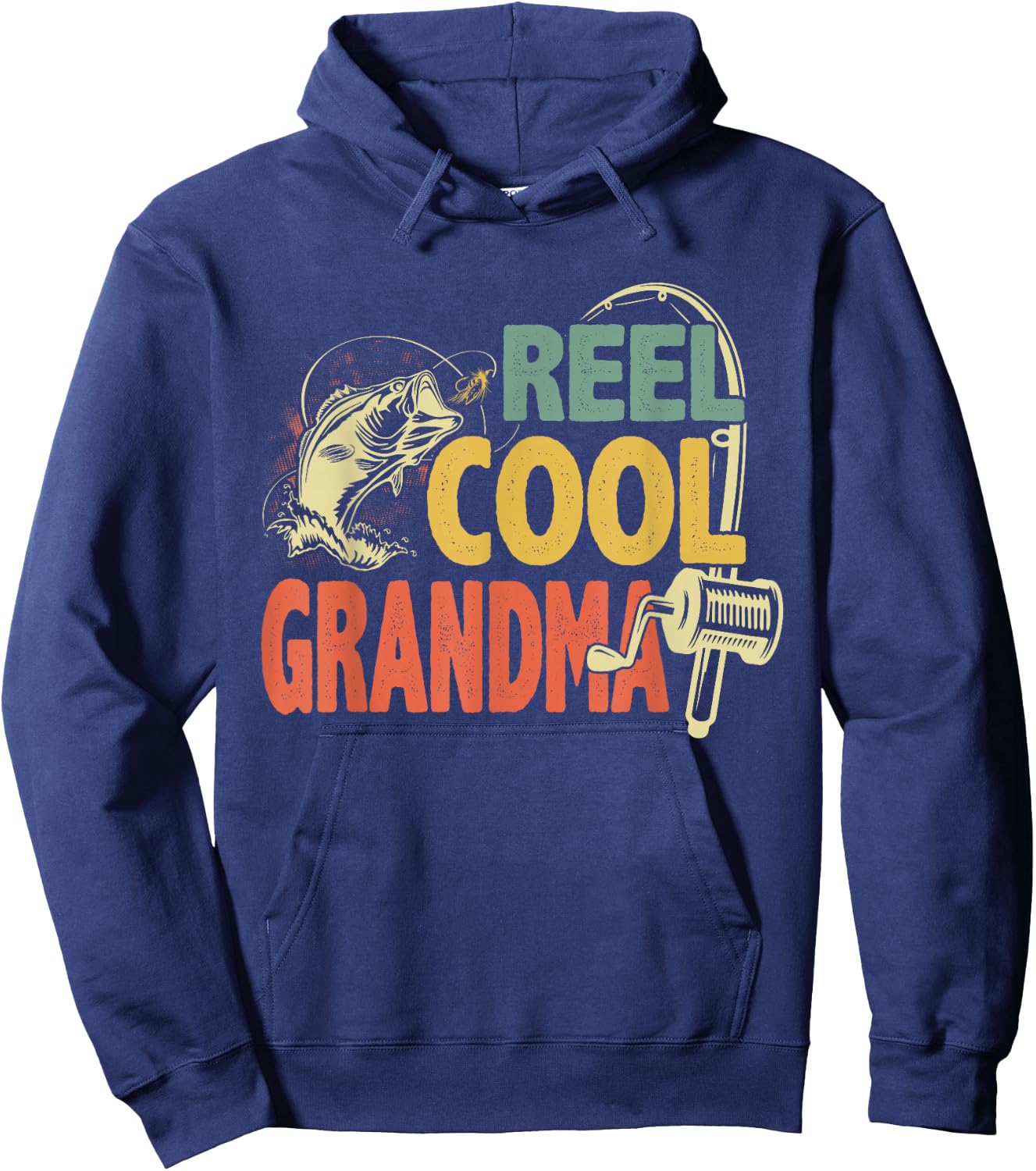 Retro Vintage Reel Cool Grandma Mothers Day Fishing Women Hoodie - Hoodie | Navy