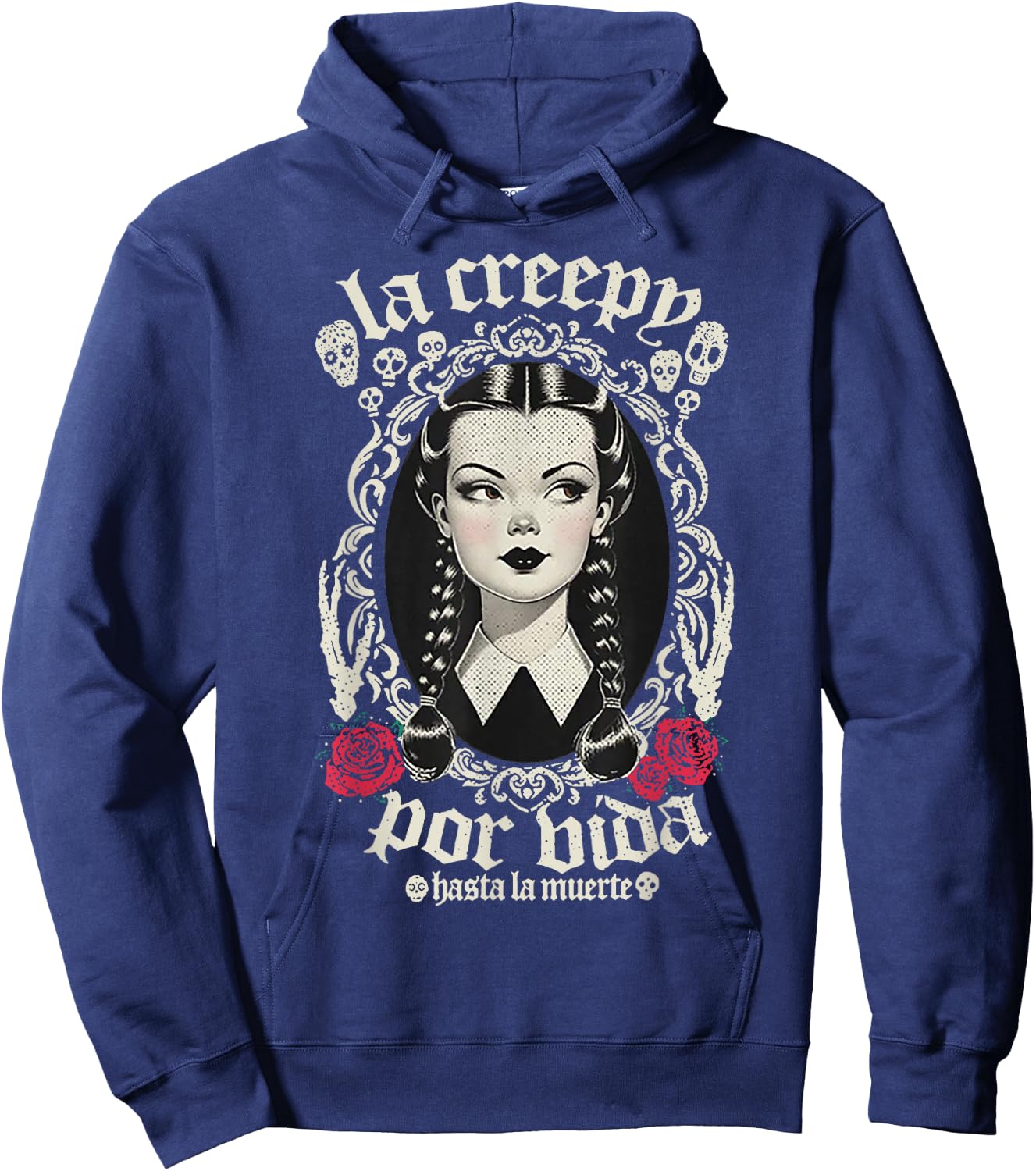 La Creepy Por Vida Goth - -Adults, Black, Small, Short Sleeve, Gothic Mexico Pride Hoodie - Hoodie | Navy