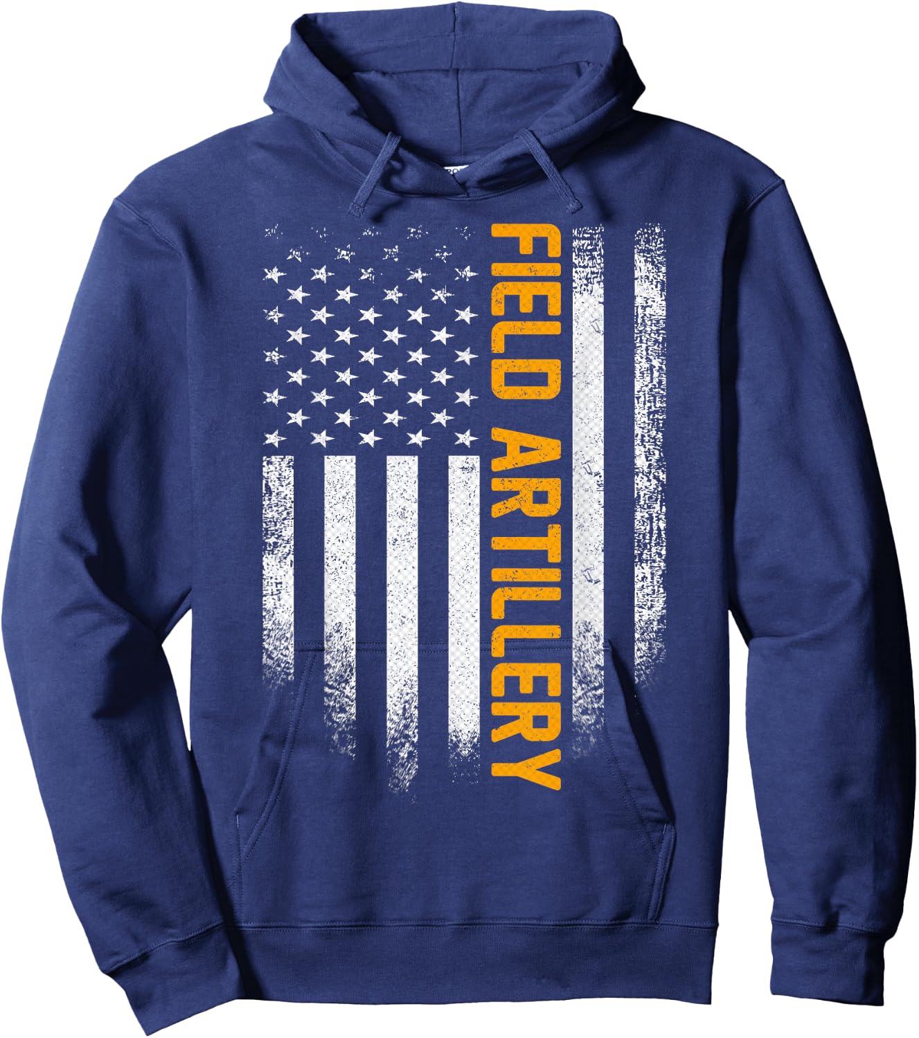 Vintage Field Artillery Distressed American Flag Patriotic Hoodie - Hoodie | Navy