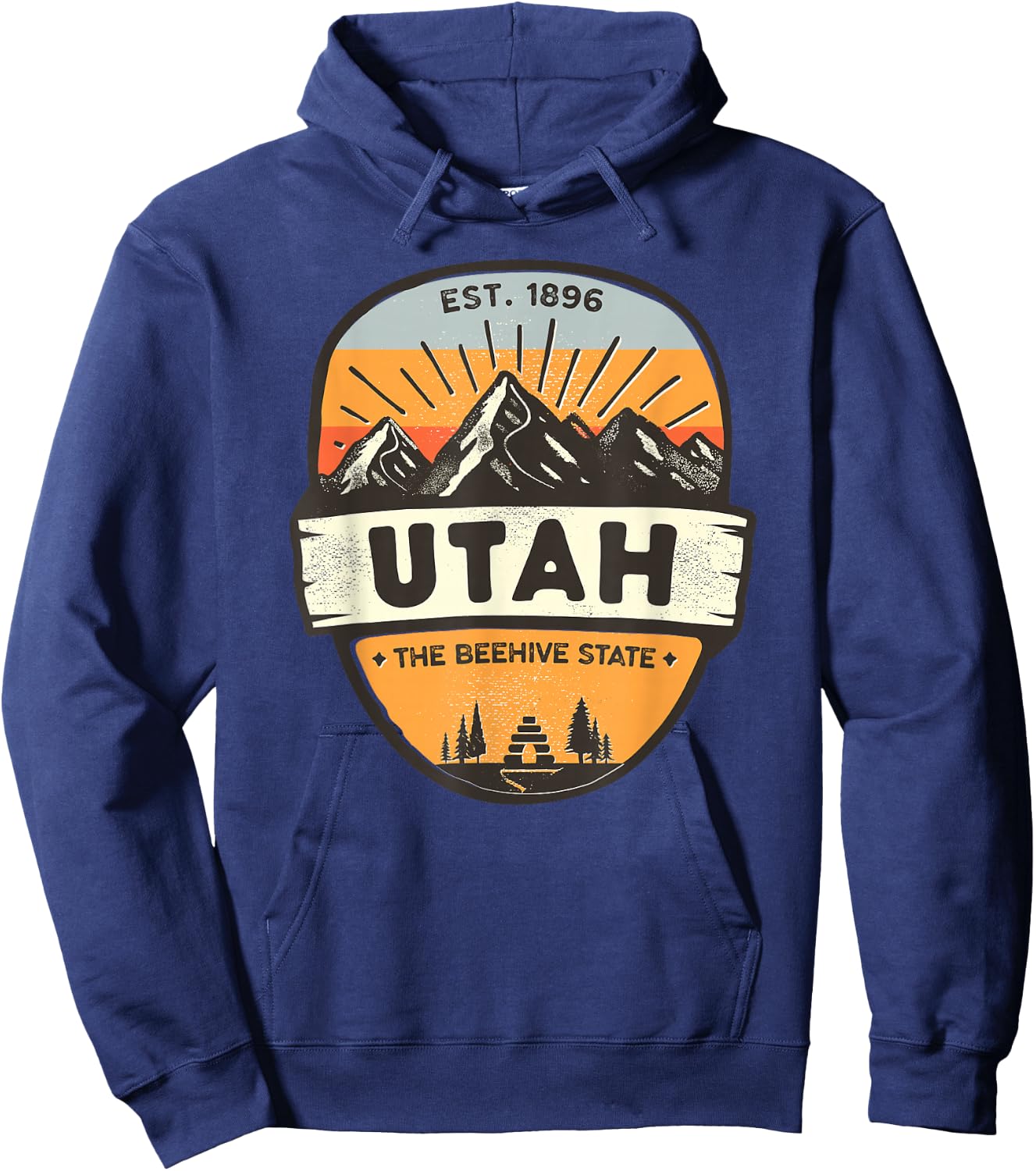 Utah The Beehive State, Vintage Retro Mountain, Camping Hoodie - Hoodie | Navy