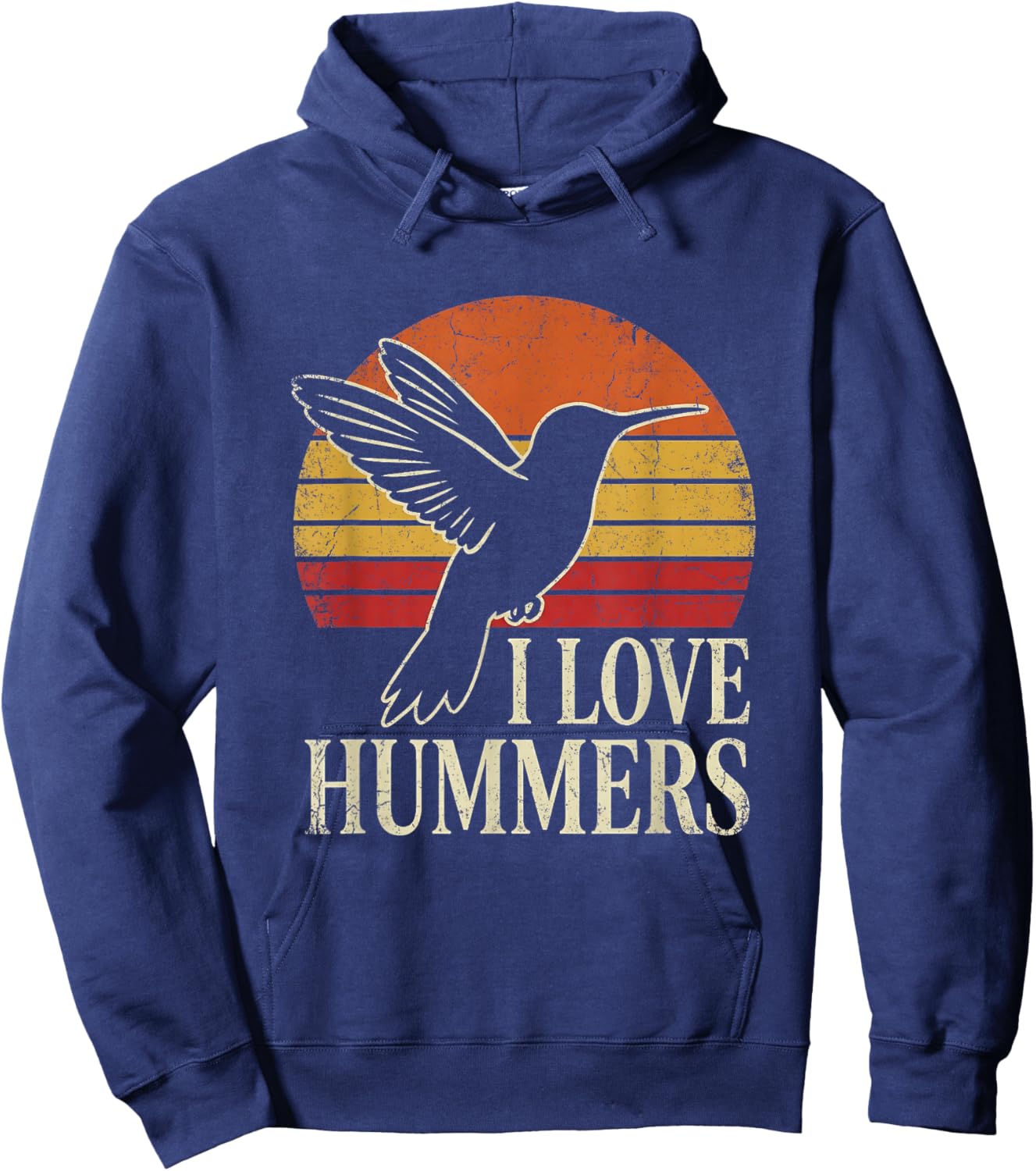 Funny Humor Vintage Sunset Retro Colibri I Love Hummers Bird Hoodie - Hoodie | Navy