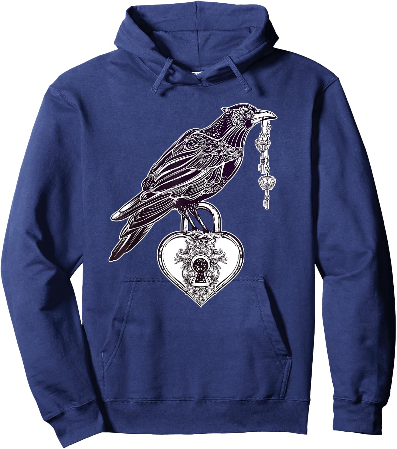 Stay Weird - Raven with Heart - Vintage Engraving Hoodie - Hoodie | Navy