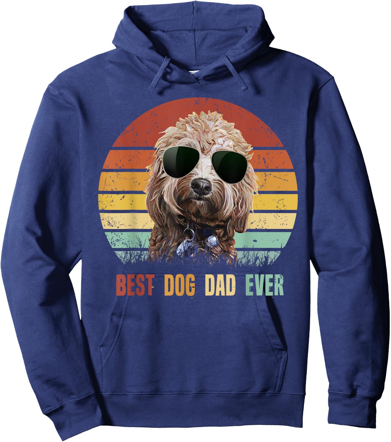 Vintage Best Dog Dad Ever Poodle Father's Day Gifts Hoodie - Hoodie | Navy