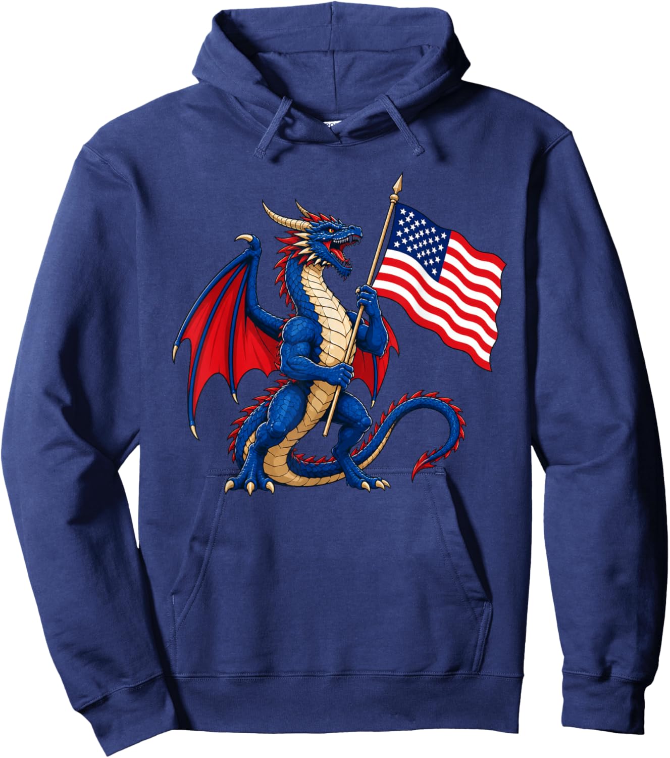 American Flag Dragon 4th of July Hoodie - Hoodie | Navy