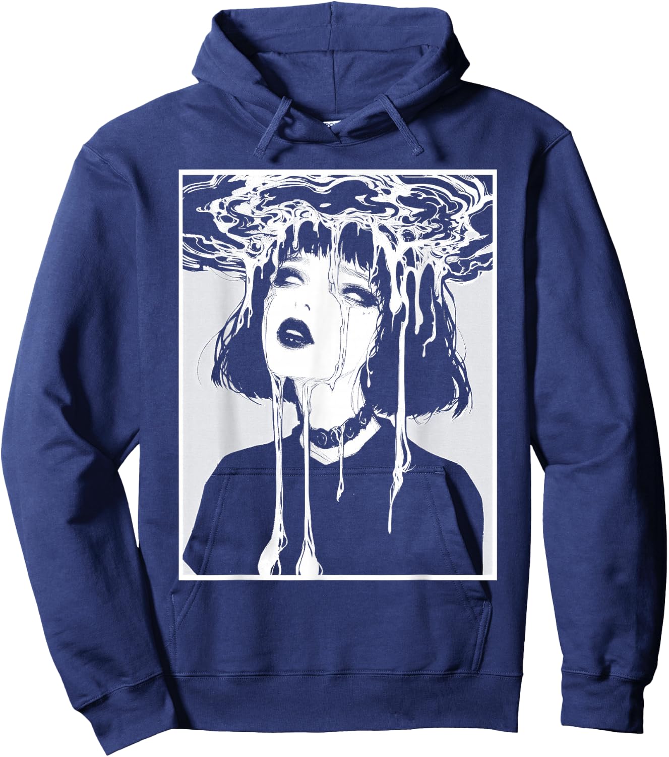 Ghoul Girl | Trippy Horror Creepy Goth Grunge Edgy Harajuku Hoodie - Hoodie | Navy