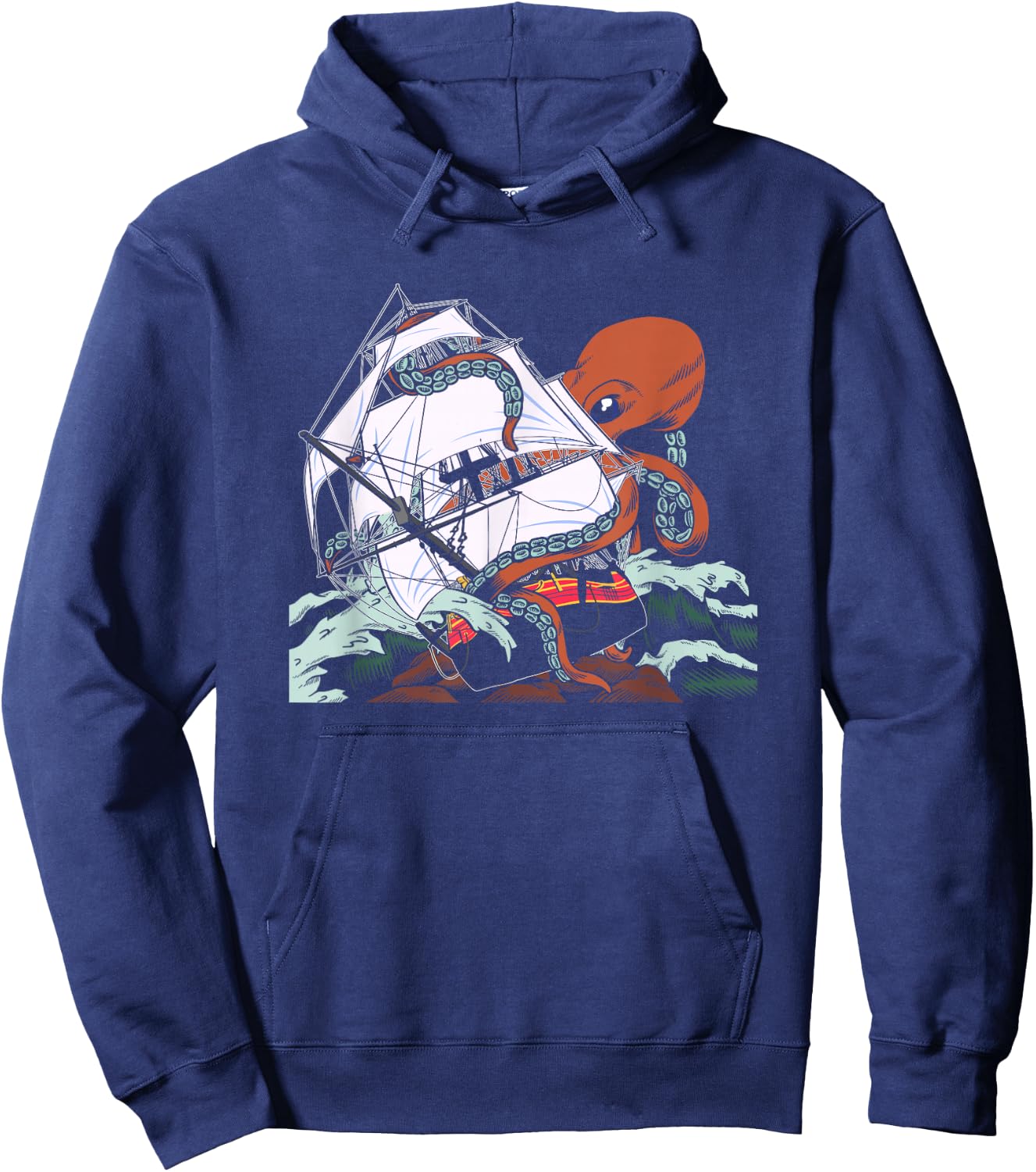 The Kraken - Sea Monster Octopus Shipwreck Hoodie - Hoodie | Navy