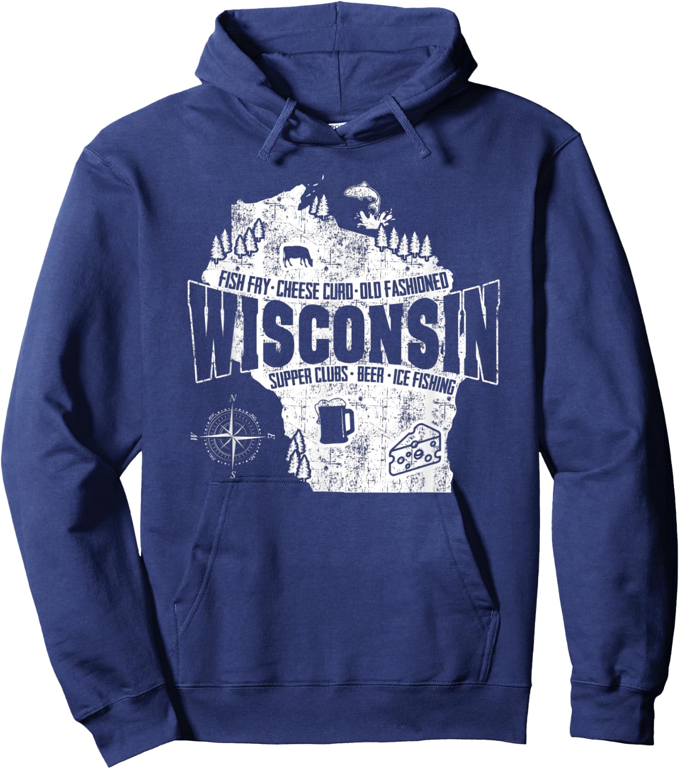 Vintage Wisconsin Shirt -I love Wisconsin Hoodie - Hoodie | Navy