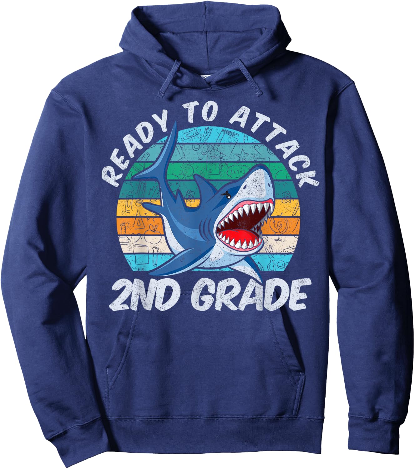 Ready To Attack 2nd Grade Shark Gift Back to School Hoodie - Hoodie | Navy