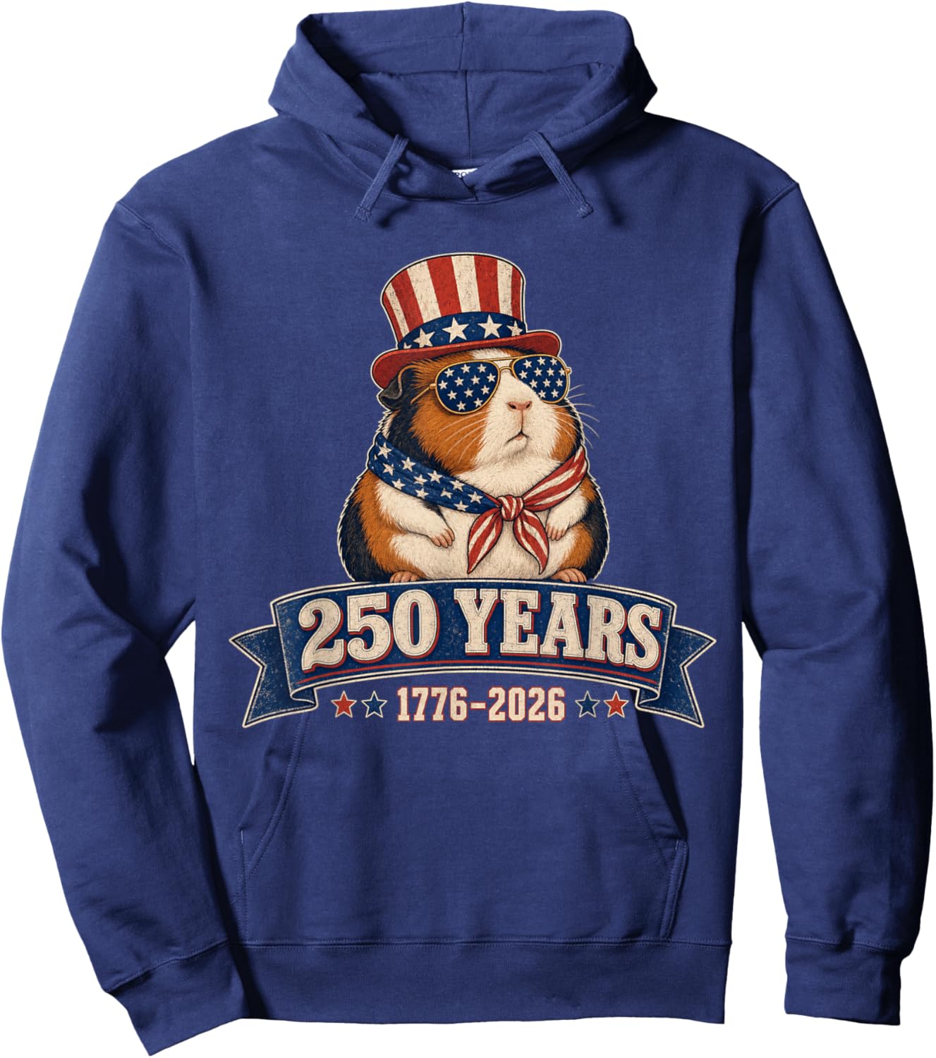 Patriotic Guinea Pig 250 Years 4th of July 2026 Hoodie - Hoodie | Navy