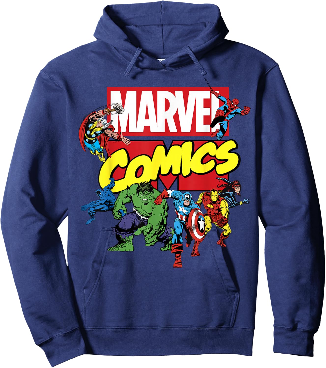 Marvel Exclusive Avengers Retro Comic Group Shot Logo Hoodie - Hoodie | Navy