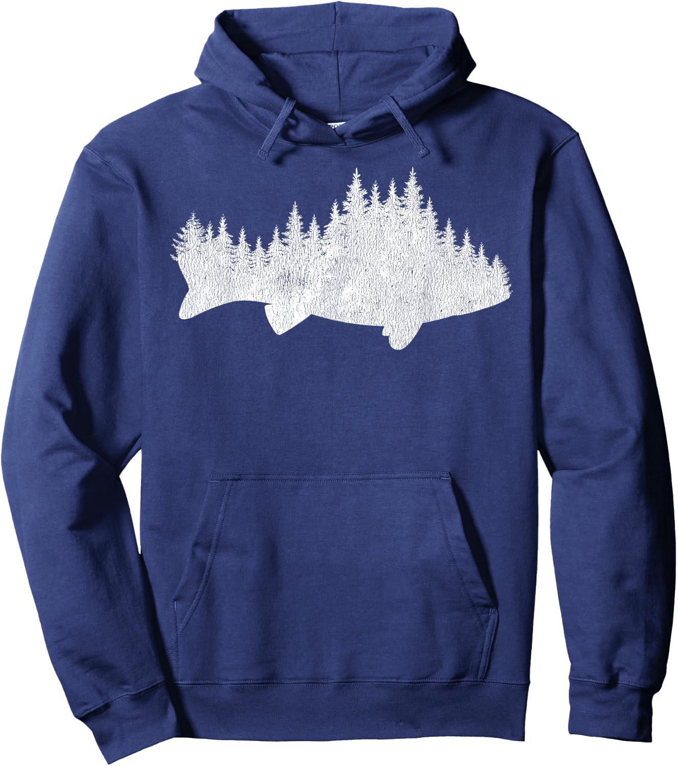 Walleye Fishing Sauger Fisherman Pine Forest Treeline Hoodie - Hoodie | Navy