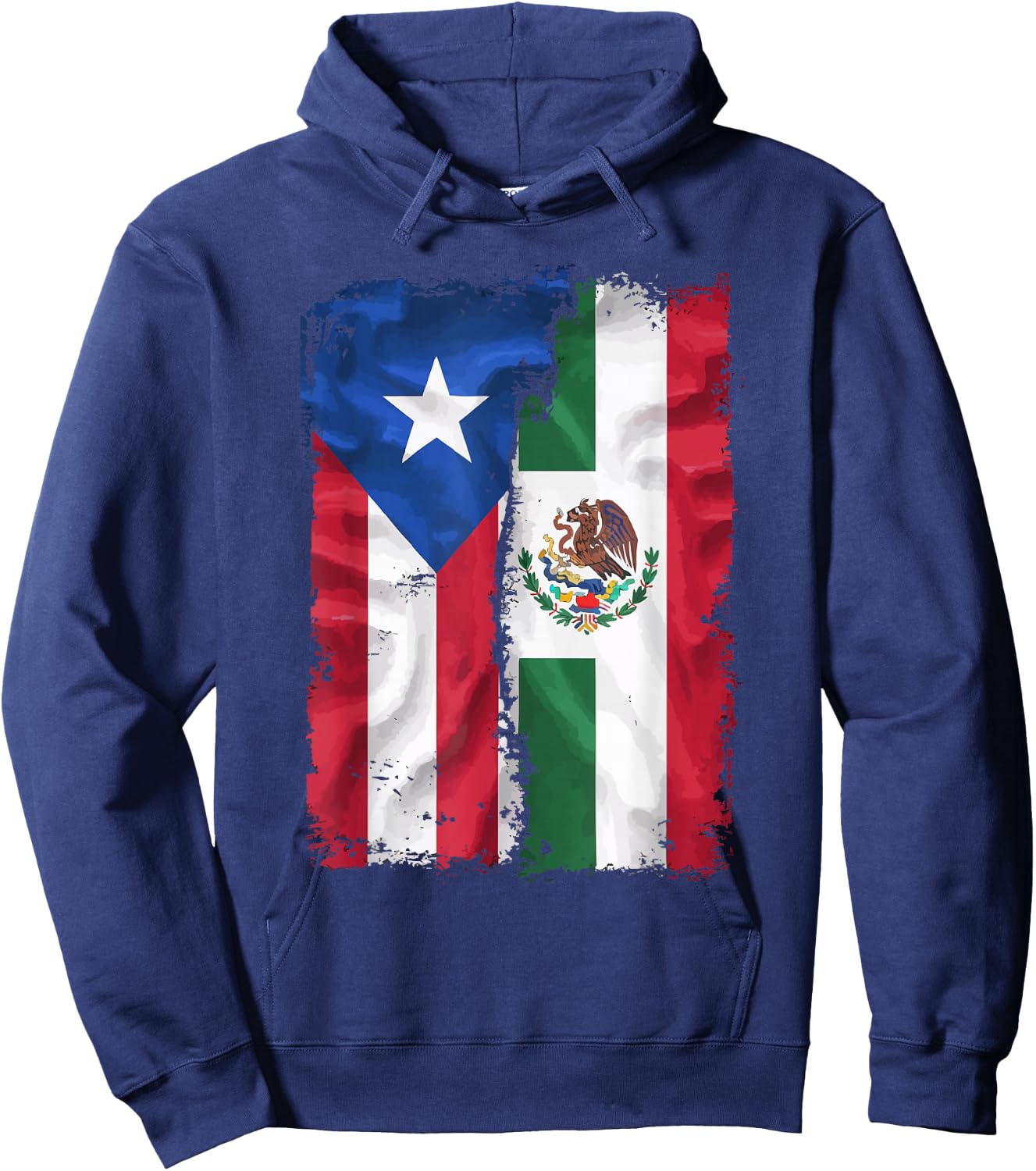 Half Mexican Half Puerto Rican Puerto Rico Flag Mexico Hoodie - Hoodie | Navy