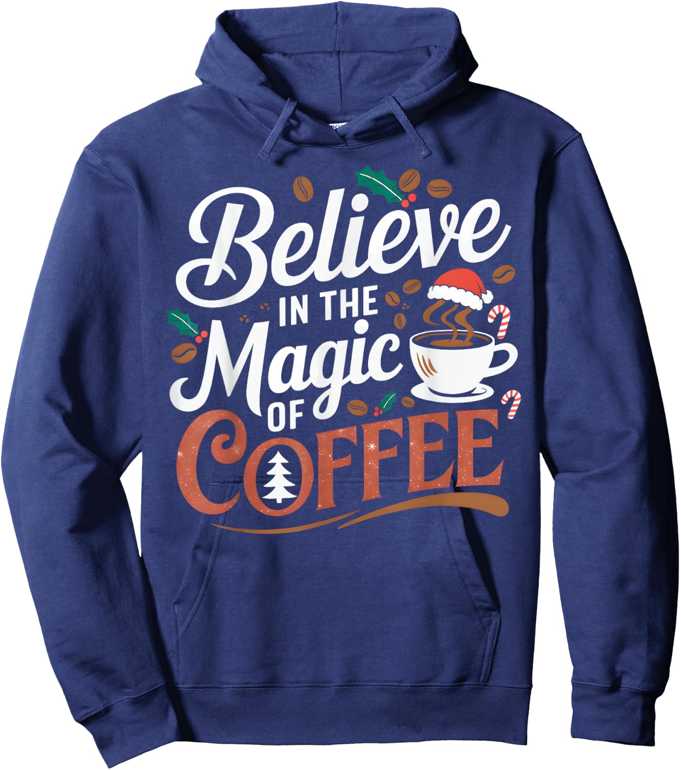 Magic Coffee Christmas Winter Santa Hat Holiday Caffeine Hoodie - Hoodie | Navy