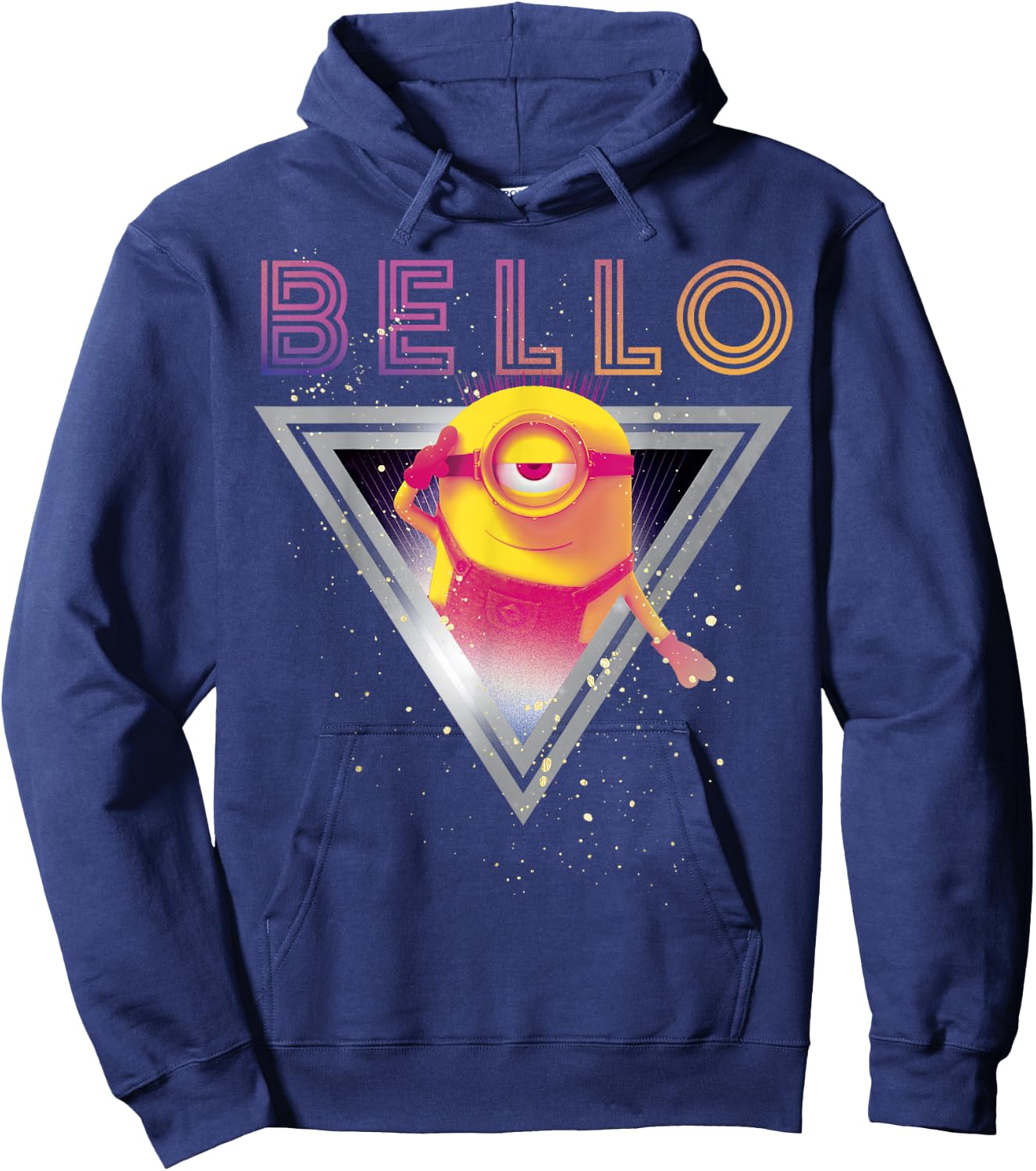 Despicable Me Minions Retro Bello Triangle Graphic Hoodie - Hoodie | Navy