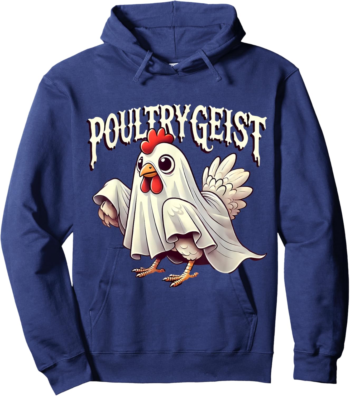 Chicken Ghost Poultrygeist Funny Halloween Farmer Hoodie - Hoodie | Navy