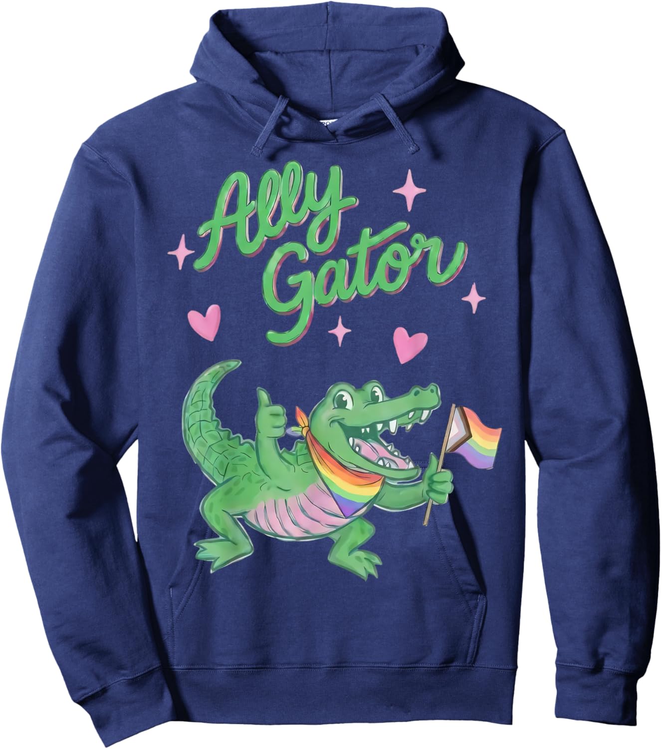 Ally Gator Pride LGBT Rainbow Flag Funny Alligator Men Women Hoodie - Hoodie | Navy