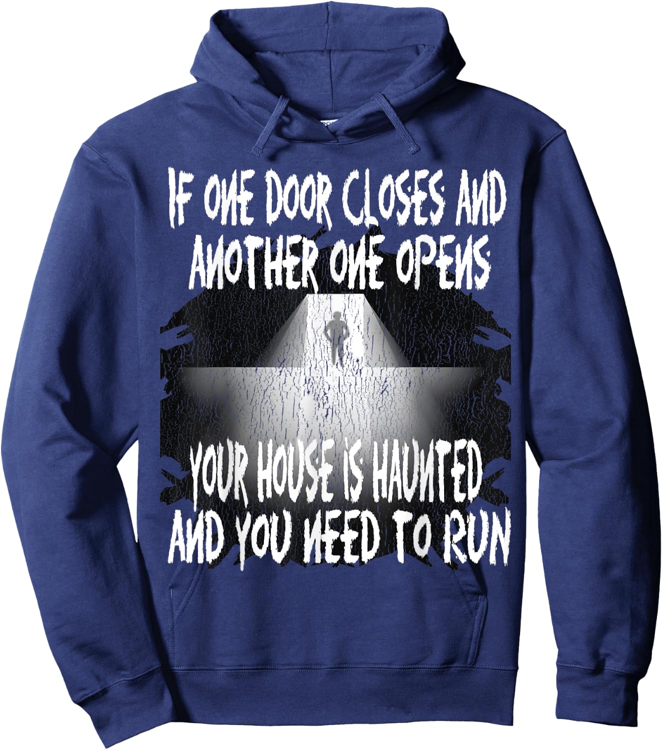 Funny Haunted Ghost House Supernatural Paranormal Halloween Hoodie - Hoodie | Navy