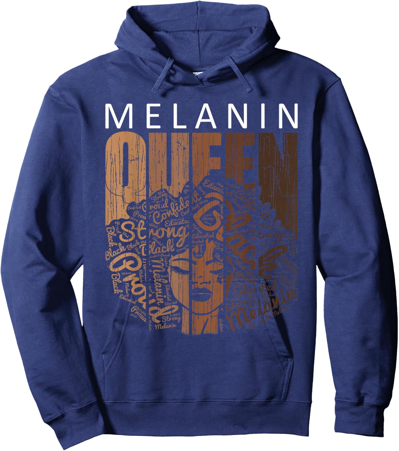 Afro Melanin Queen Strong Black Natural African American Hoodie - Hoodie | Navy