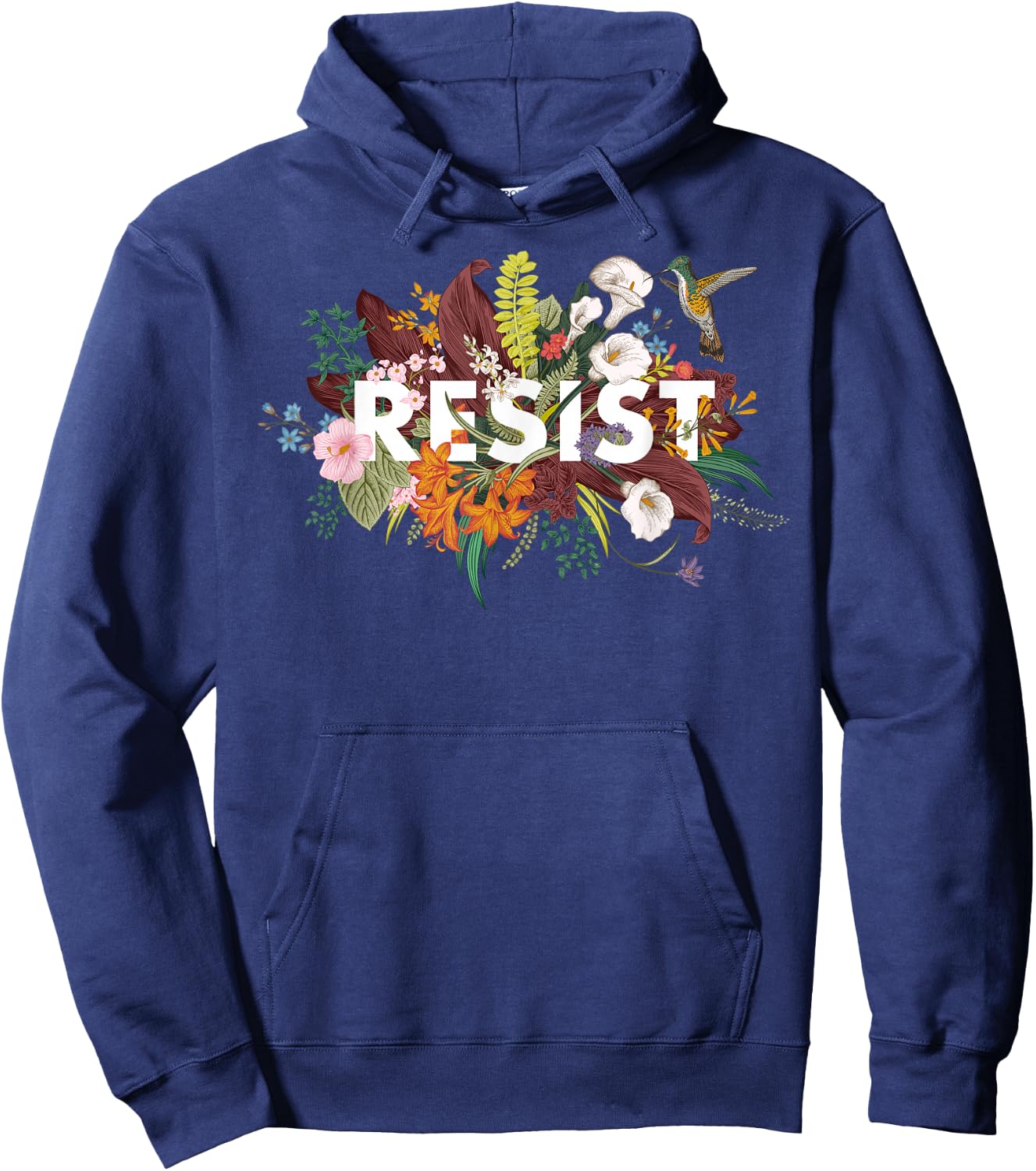 Resist Floral Anti Trump Political Protest Hoodie - Hoodie | Navy