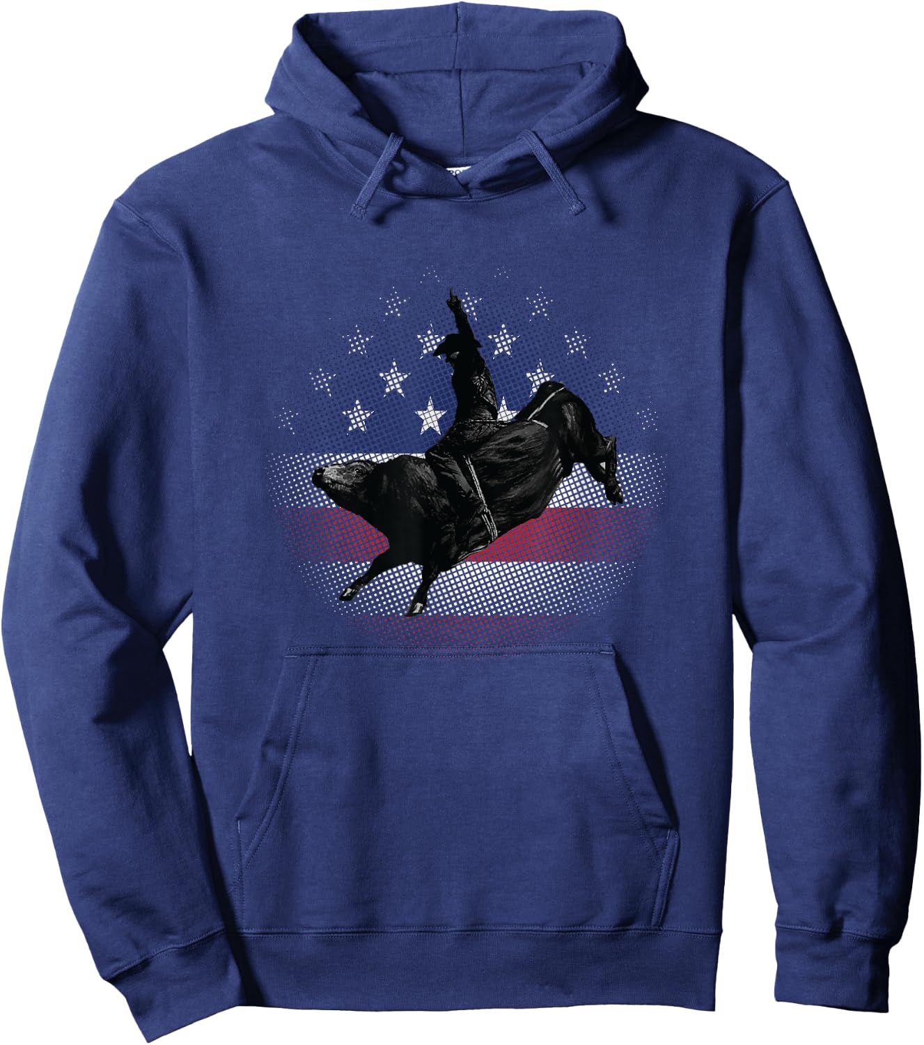 Bull Riding USA Flag Rodeo Gift Cowboys Hoodie - Hoodie | Navy