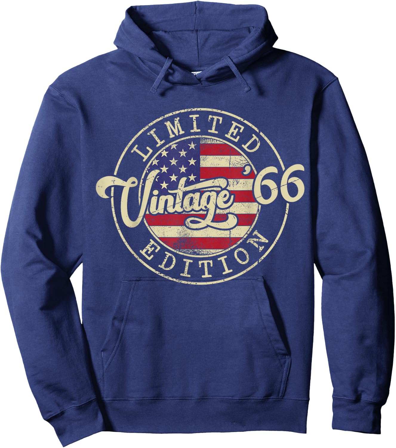 Vintage 1966 US Flag 60 Year Old 60th Birthday Men Women Hoodie - Hoodie | Navy