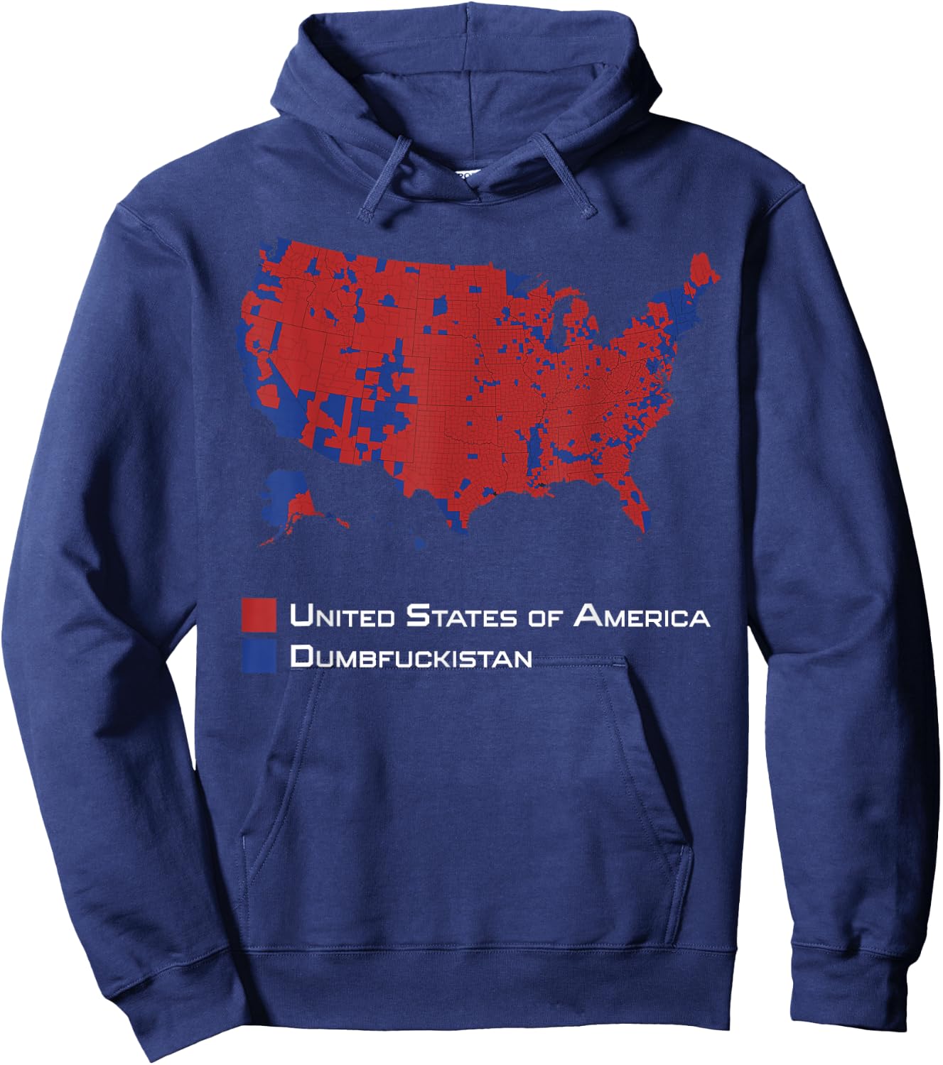 Election Map 2024 United States of America Dumbfuckistan Hoodie - Hoodie | Navy