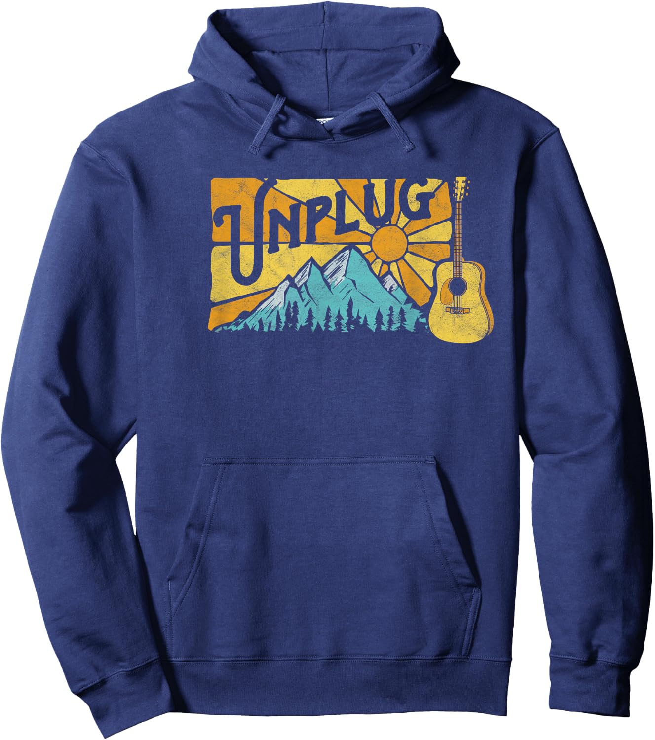 Retro Unplug Bluegrass & Acoustic Music Design Hoodie - Hoodie | Navy