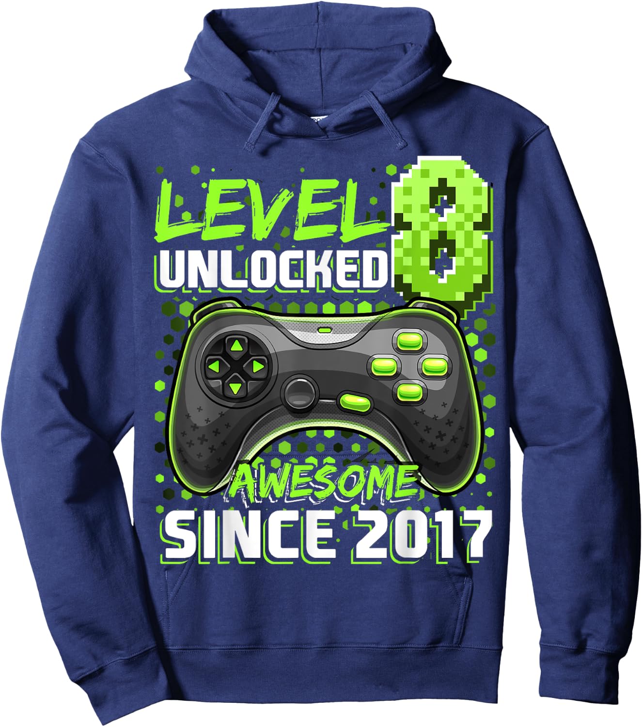 8th Birthday Boy Level 8 Gamer 8 Year Video Game Party Hoodie - Hoodie | Navy