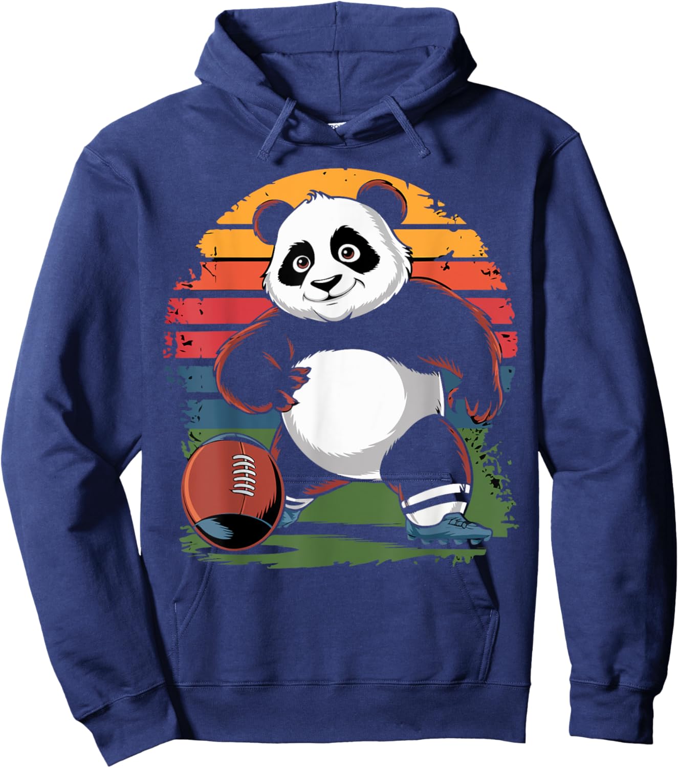 Panda Playing American Football retro vintage Panda lovers Hoodie - Hoodie | Navy