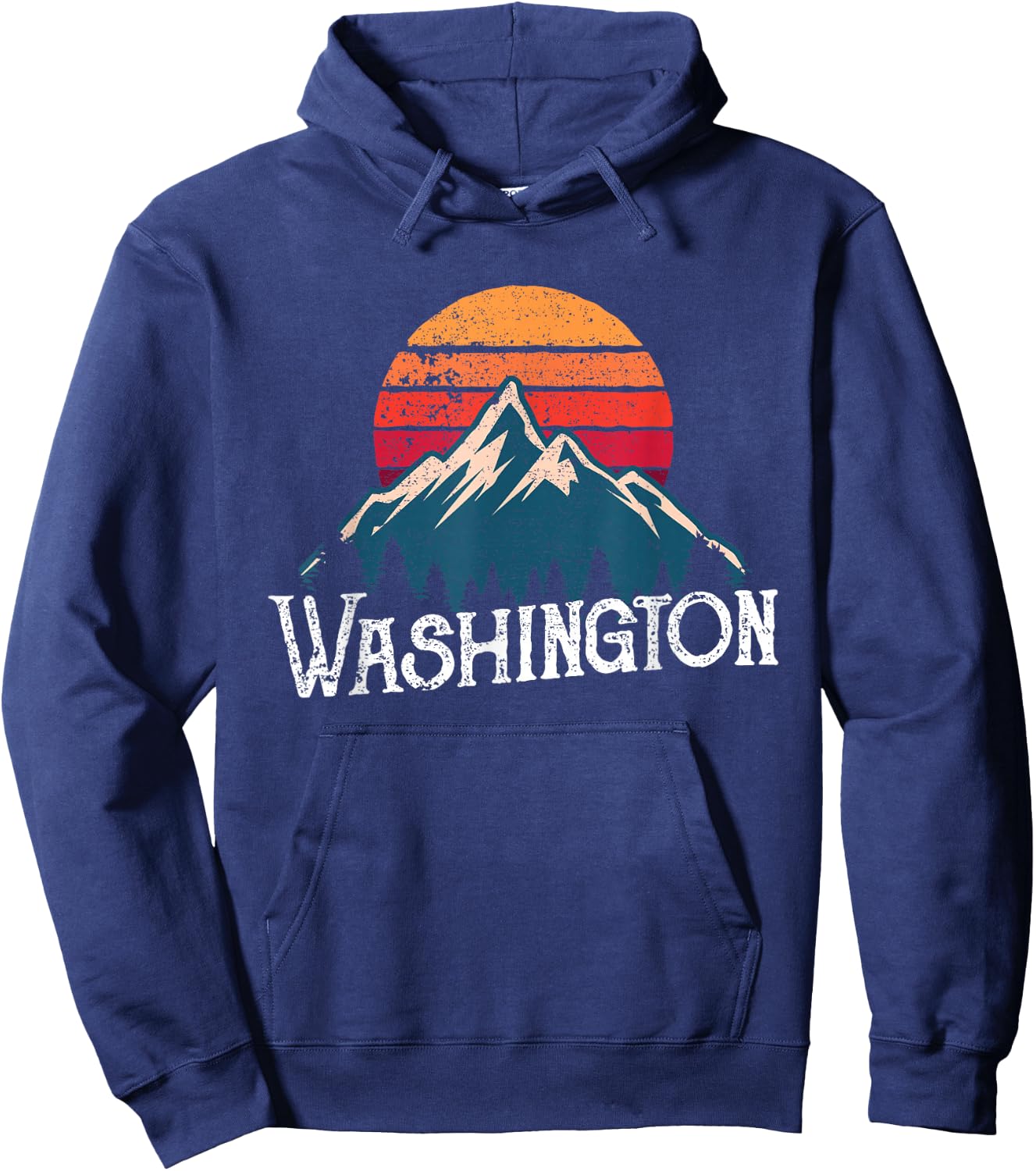 Retro Washington WN Mountains State Outdoor Hoodie - Hoodie | Navy