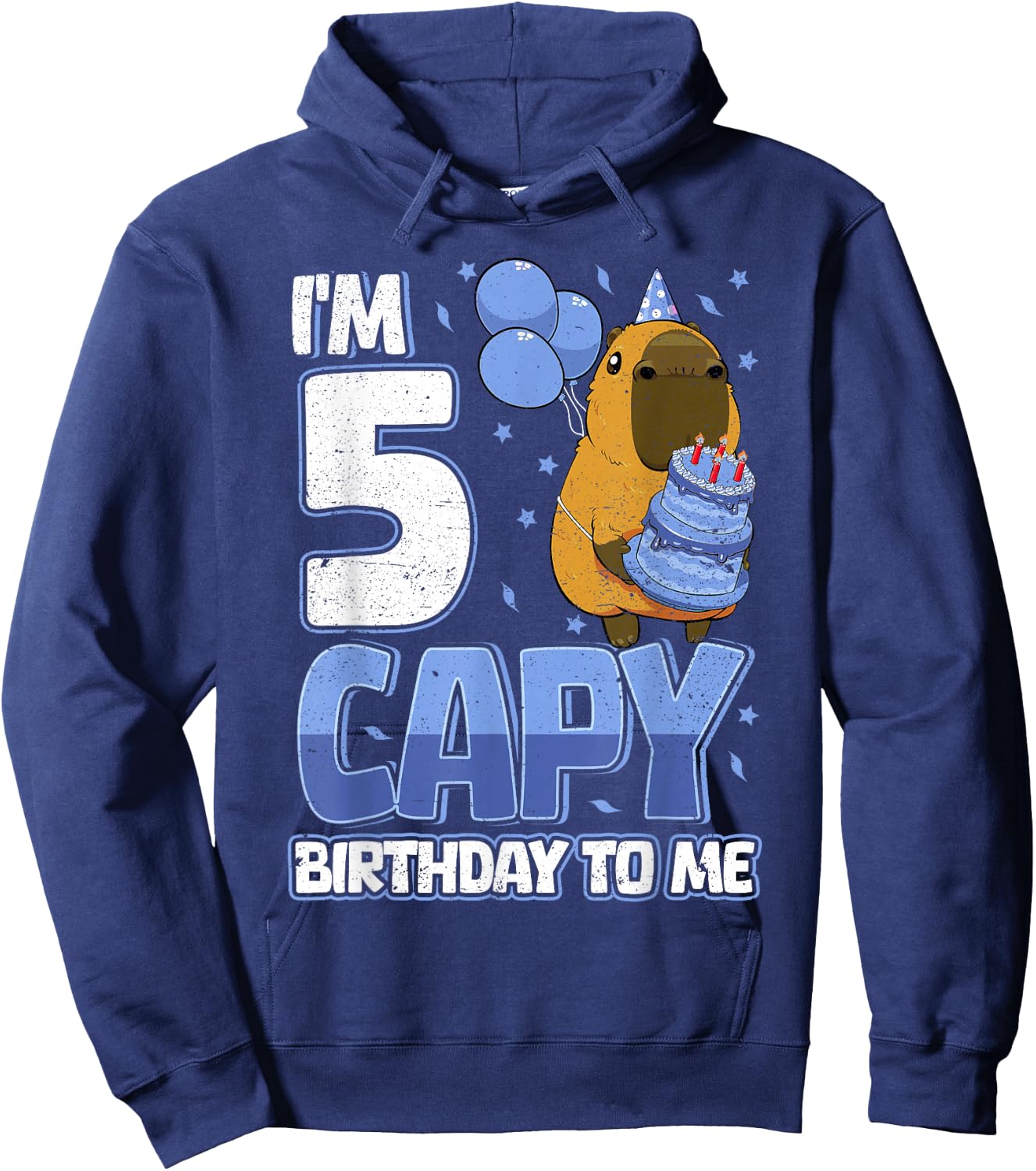 5 Years Capy Birthday to me Boys 5th Birthday Capybara Hoodie - Hoodie | Navy