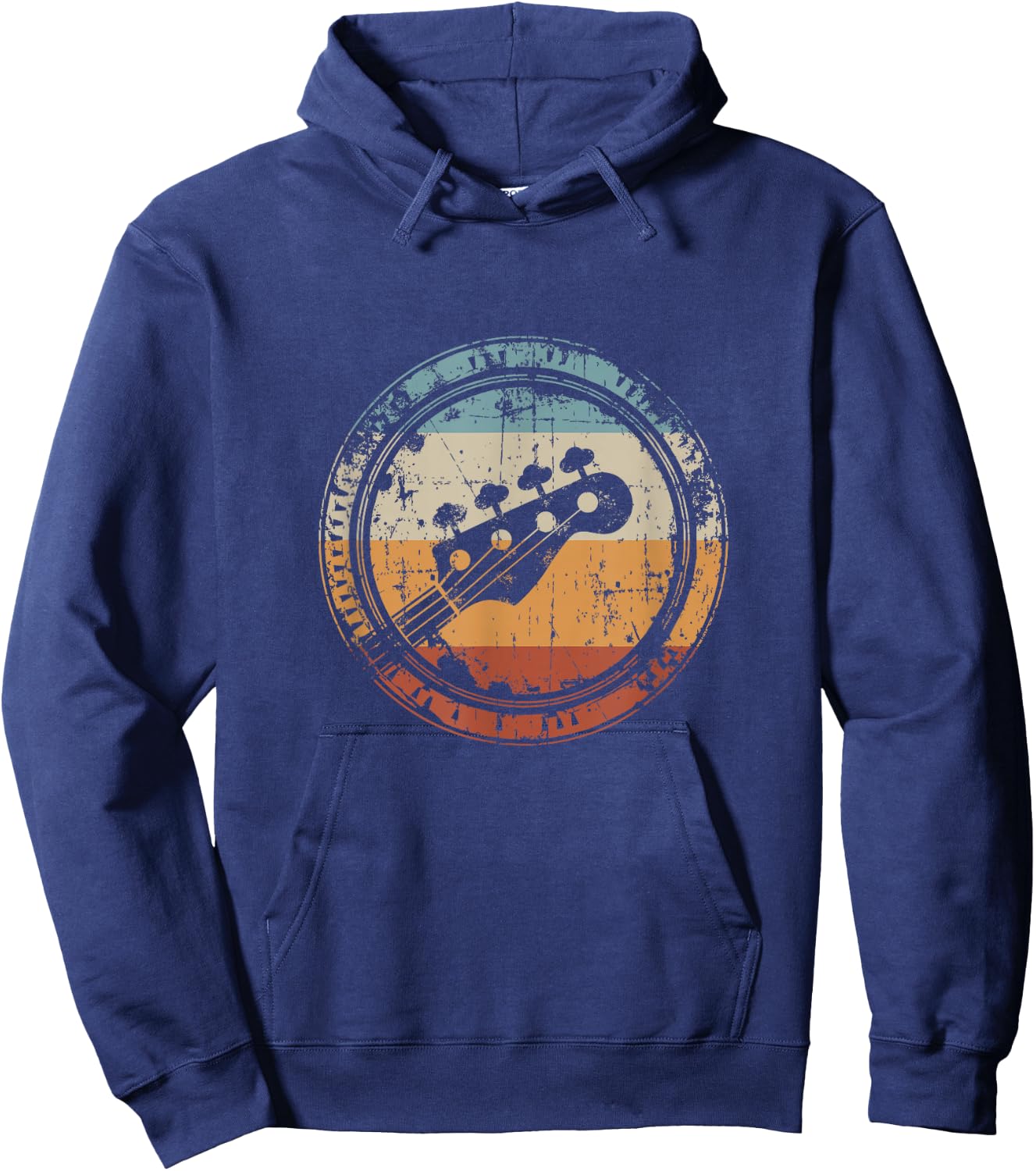 Vintage Bass Guitar Headstock for Bassist and Bass Player Small Hoodie - Hoodie | Navy